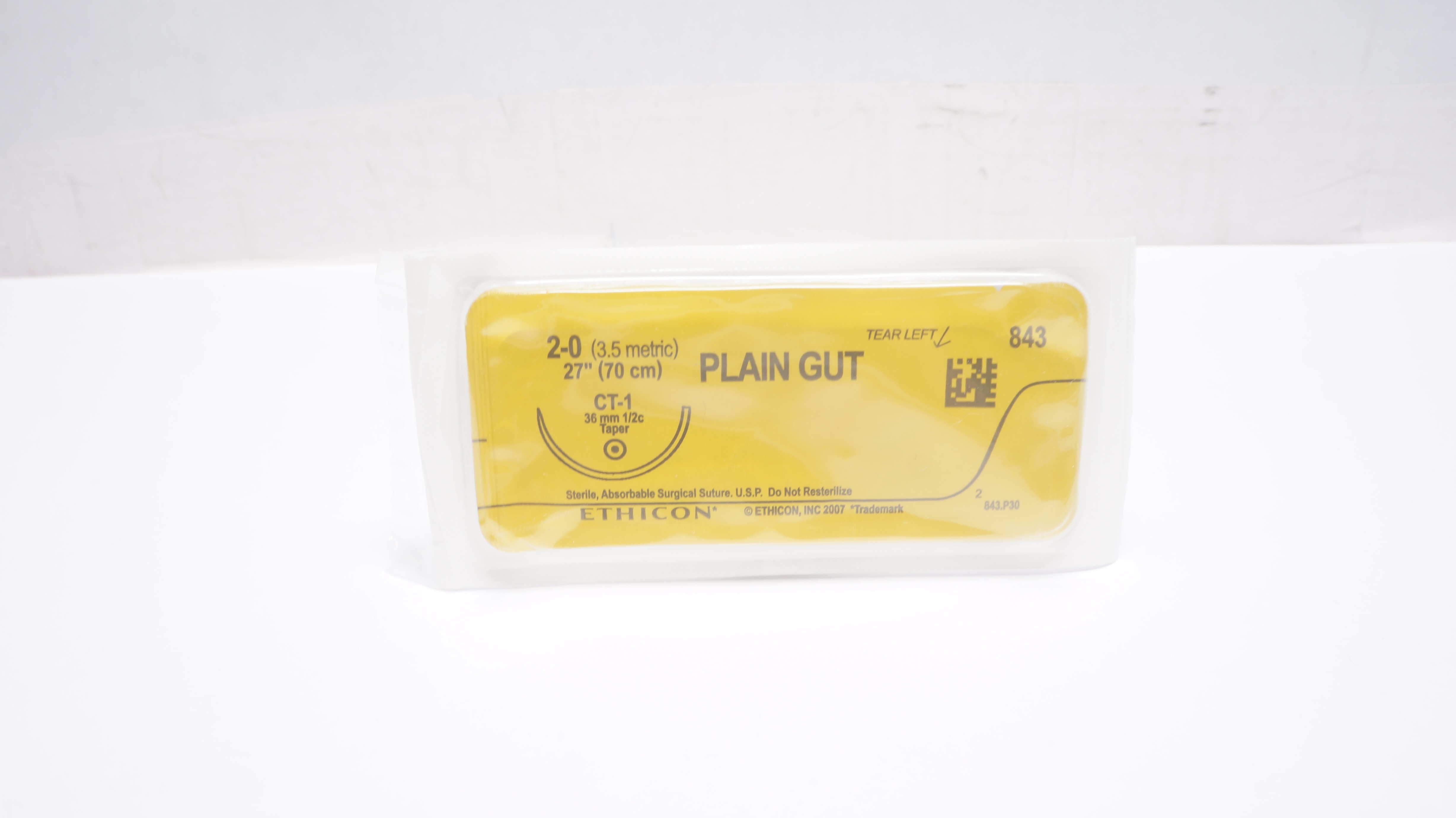 Ethicon 843 2-0 Plain Gut Sterile Surgical Stre CT-1 36mm 1/2c Taper 27inch