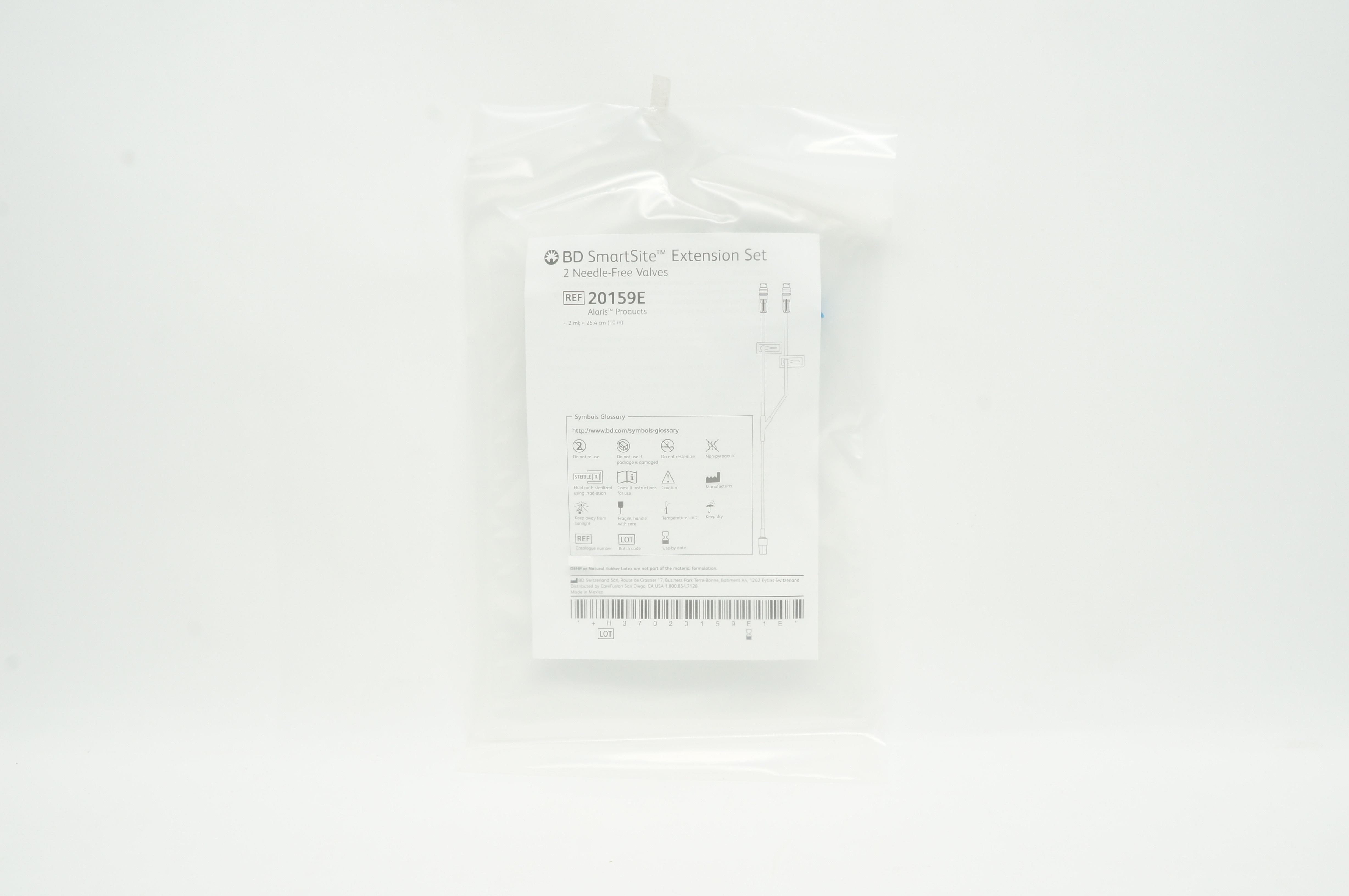 BD 20159E Smart Site Extension Set, 2 Ndle.-Free Valves = 2ml; =10in