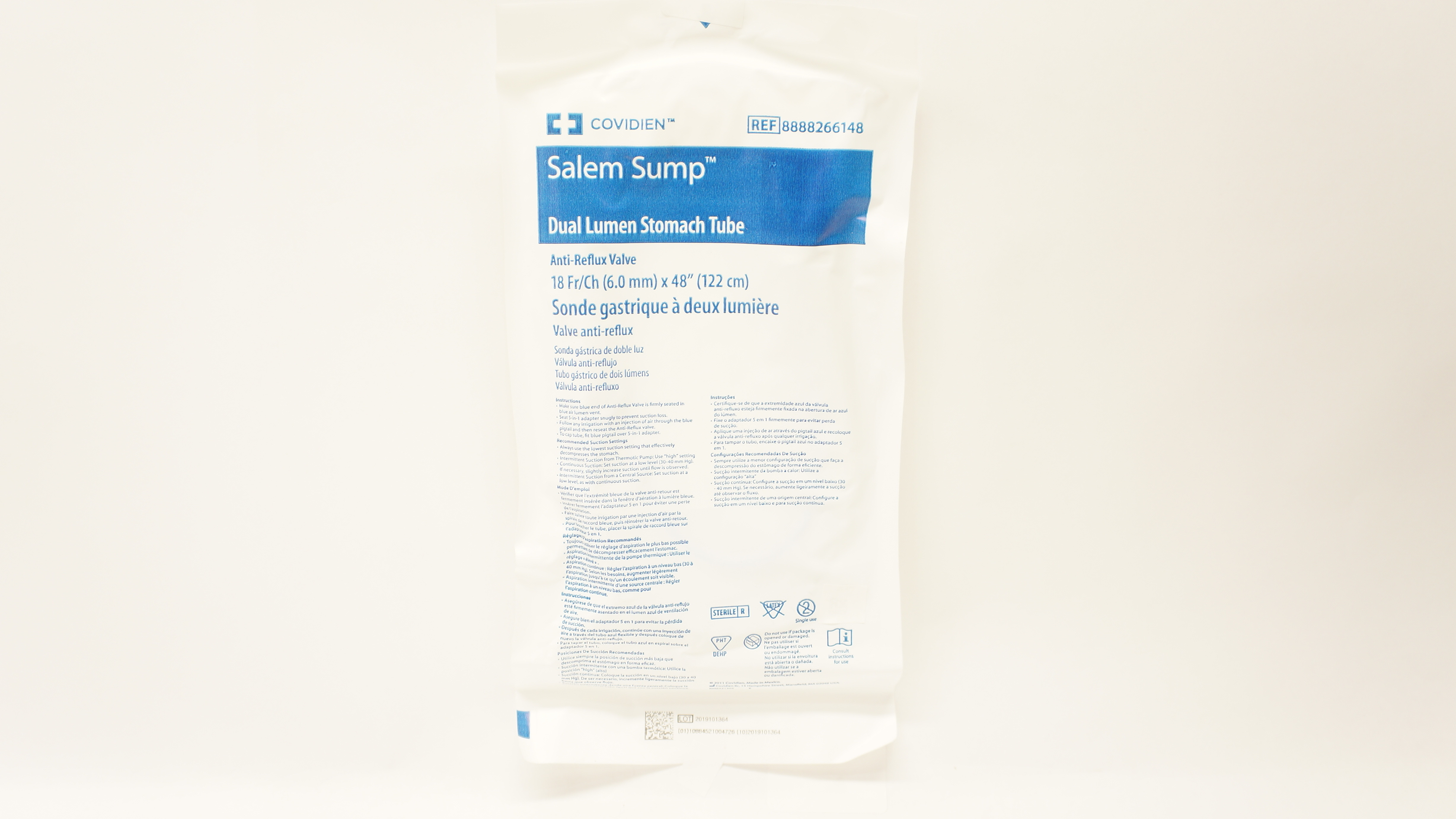Covidien 8888266148 Salem Sump Dual Lumen Stomach Tube 18Fr/Ch x 48in.