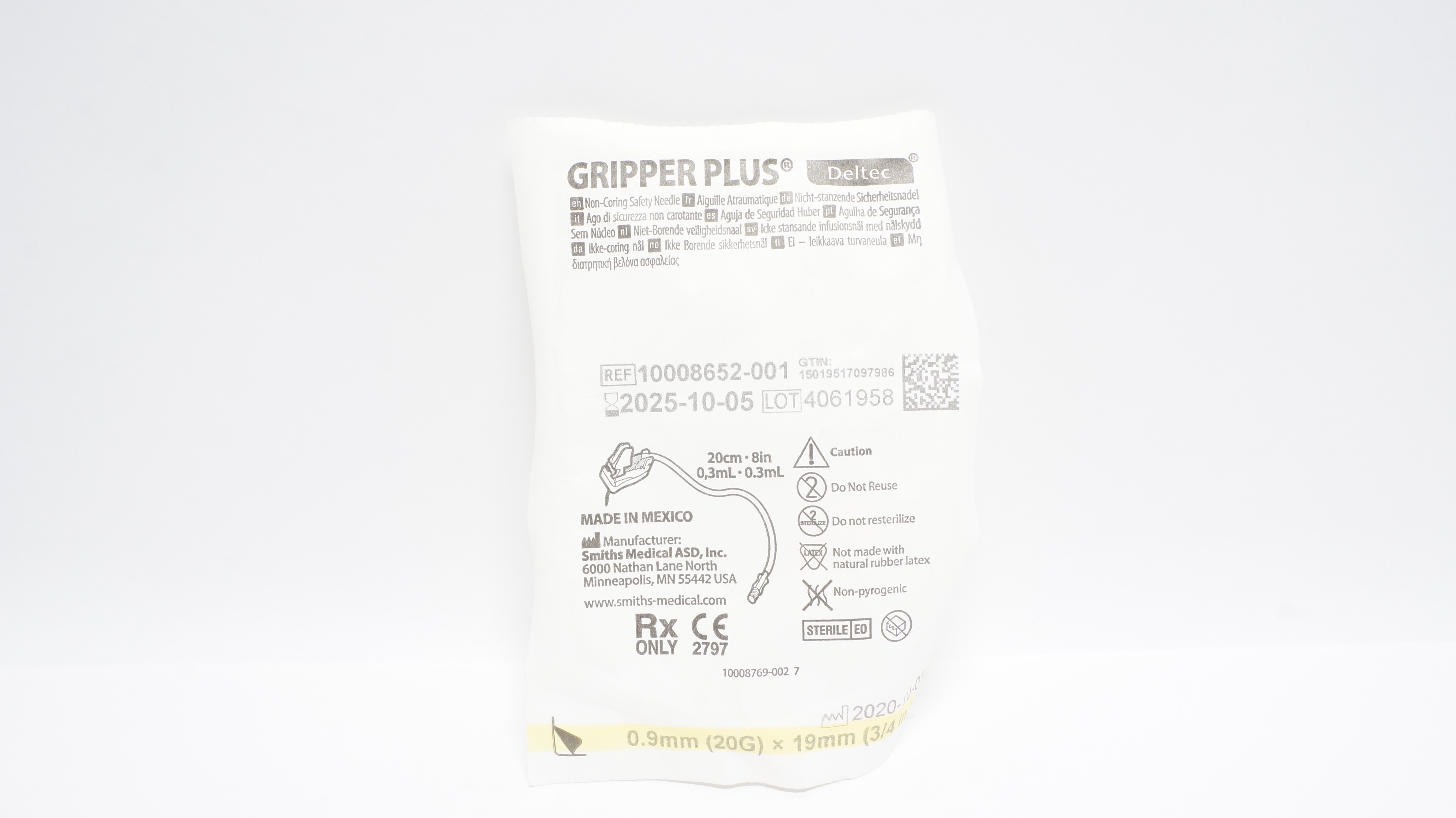 Smiths Medical 10008652-001 Gripper Plus Deltec, Non-Coring Safety Ndle.0.3ml(x)