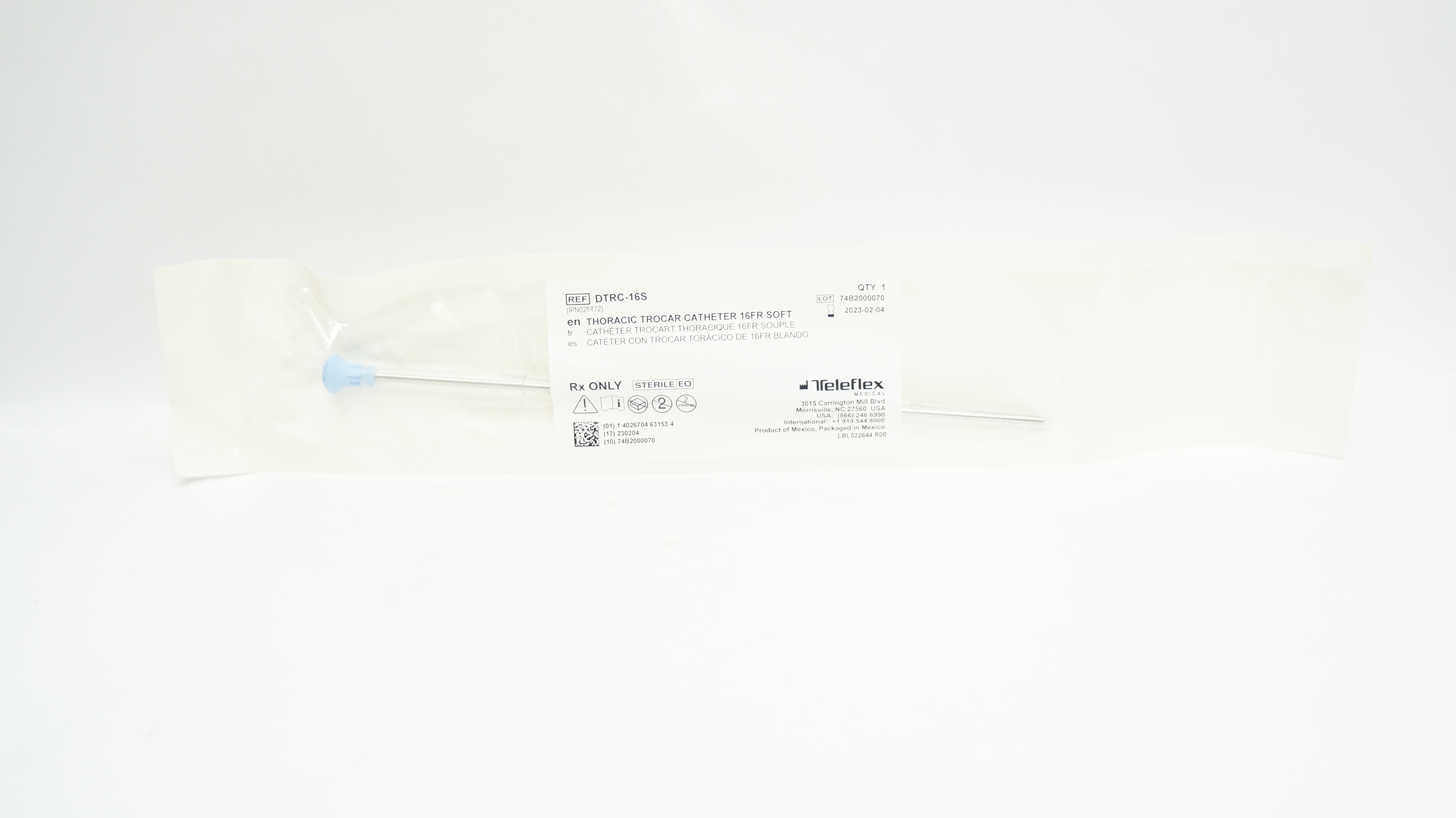 Teleflex DTRC-16S Thoracic Trocar Cath. 16Fr Soft (x)