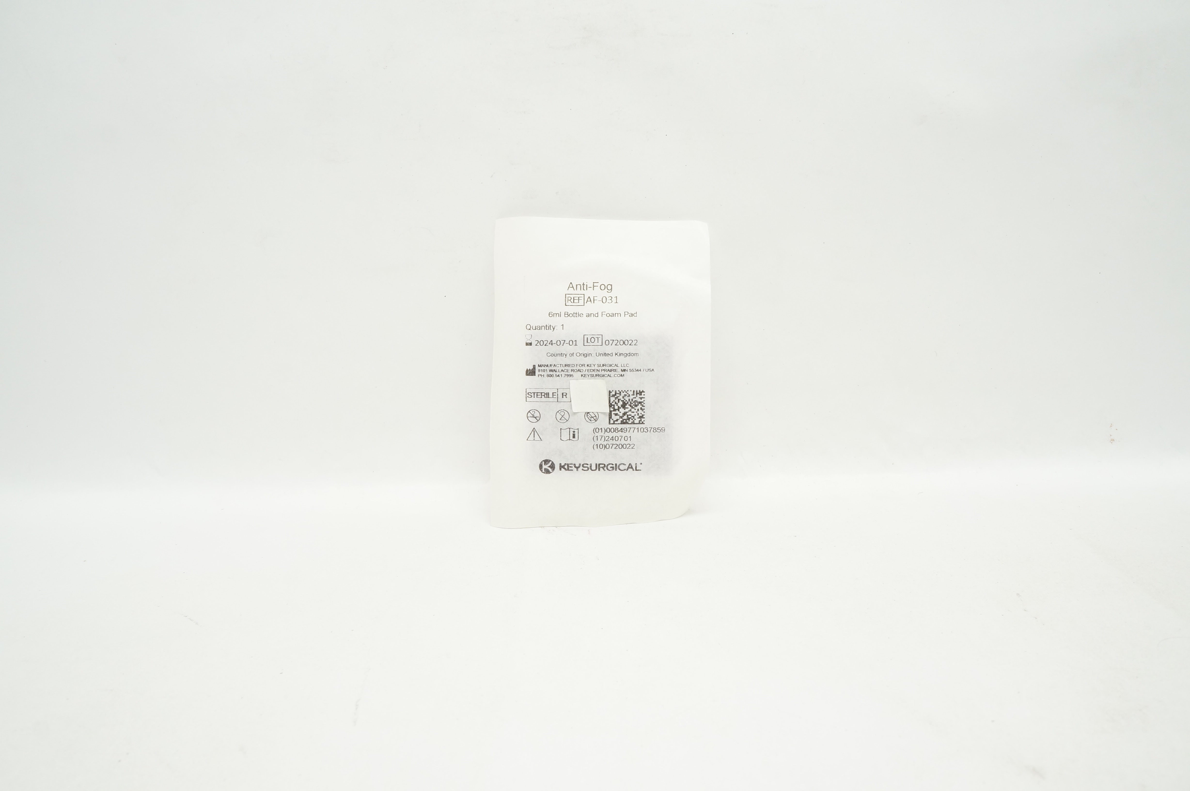 KeySurgical AF-031 Anti-Fog 6ml Bottle and Foam Pad