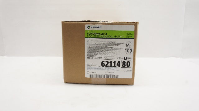 Halyard 62114 Fluidshield 2 Fog-Free Surgical Mask - Box of 100