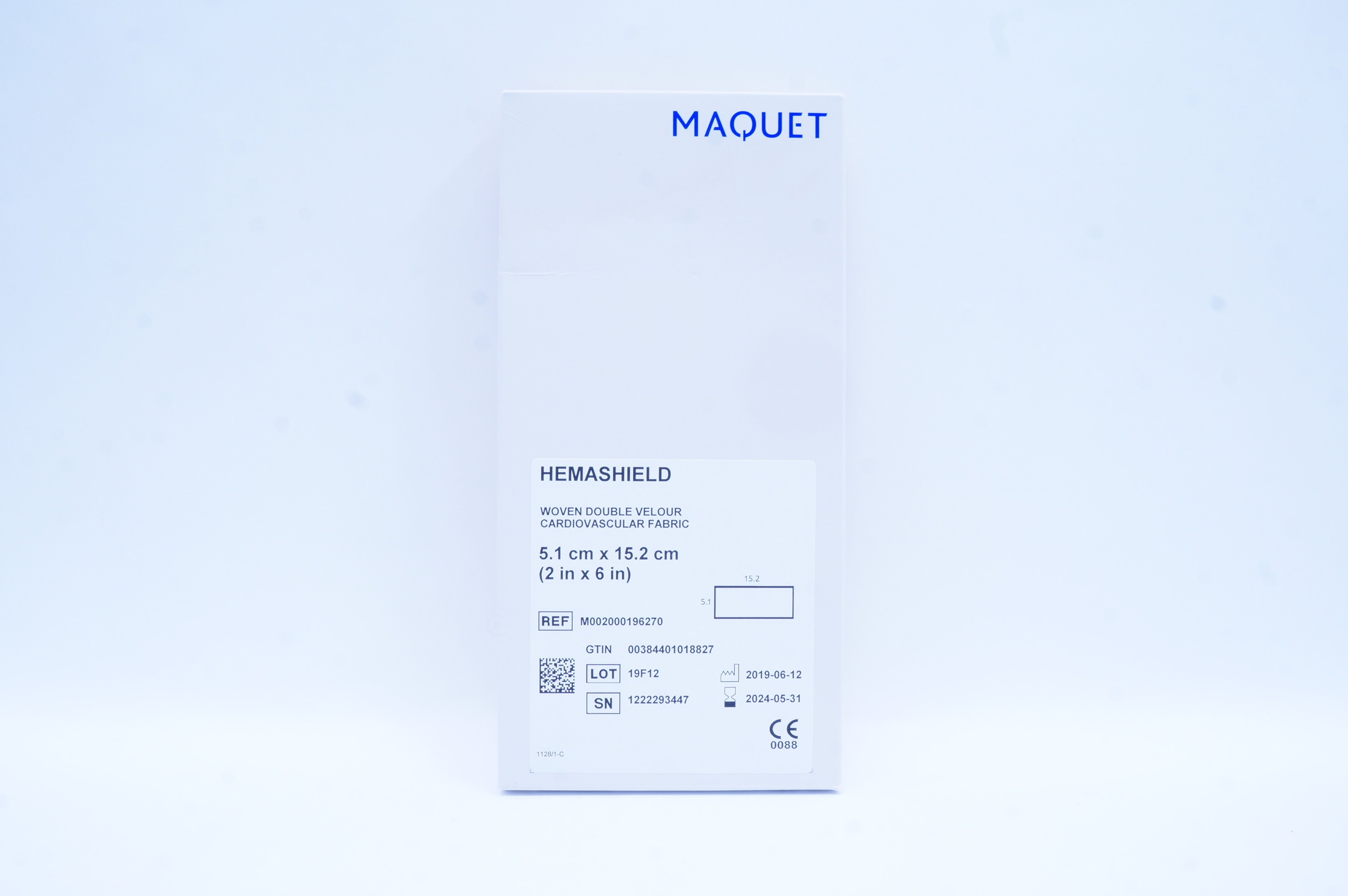 Maquet M002000196270 Hemashield Woven Cardiovascular Fabric 2 x 6 inch