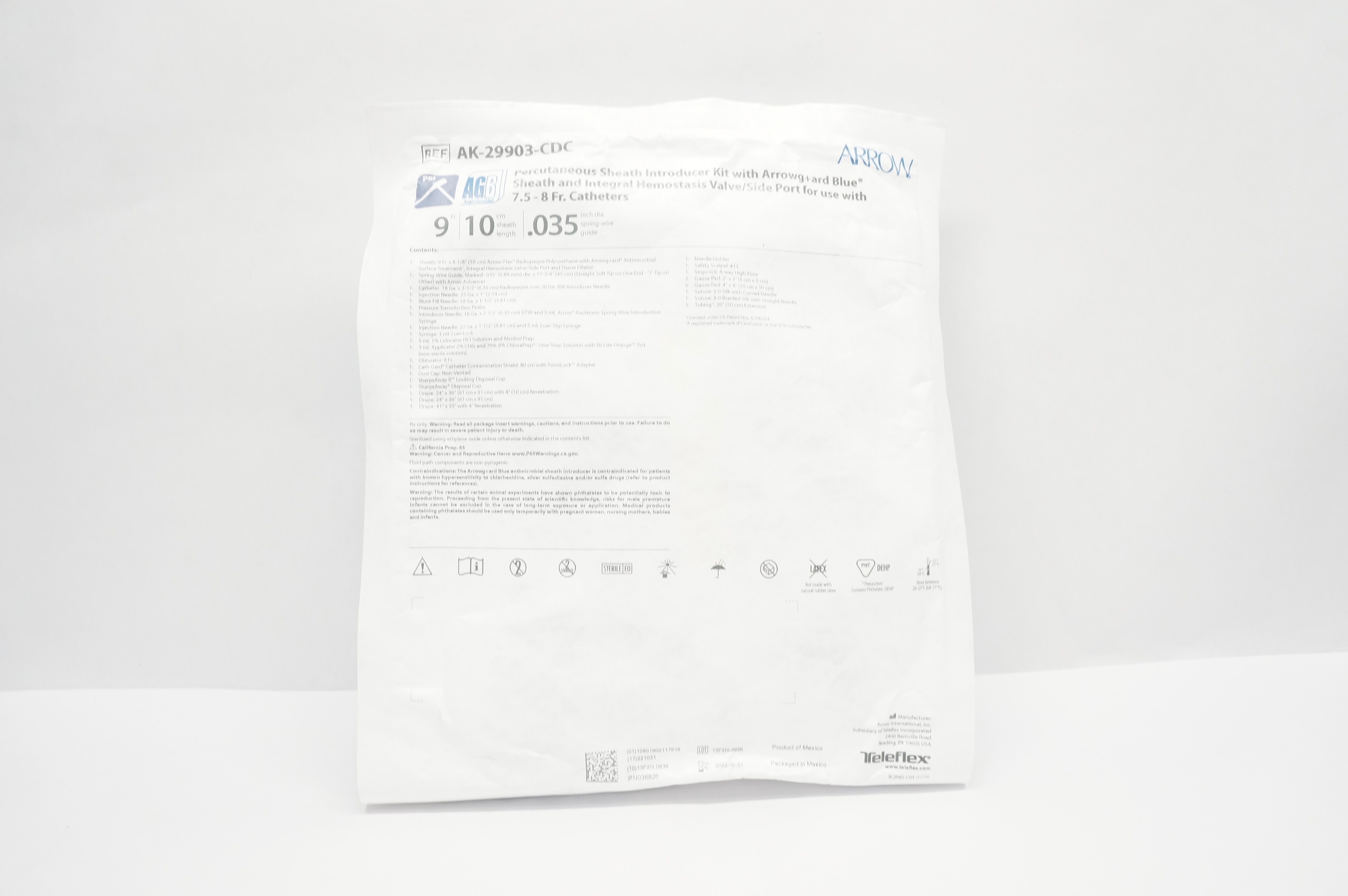 Arrow AK-29903-CDC Percutaneous Sheath Introducer Kit 9Fr x 10cm x .035 inch (x)