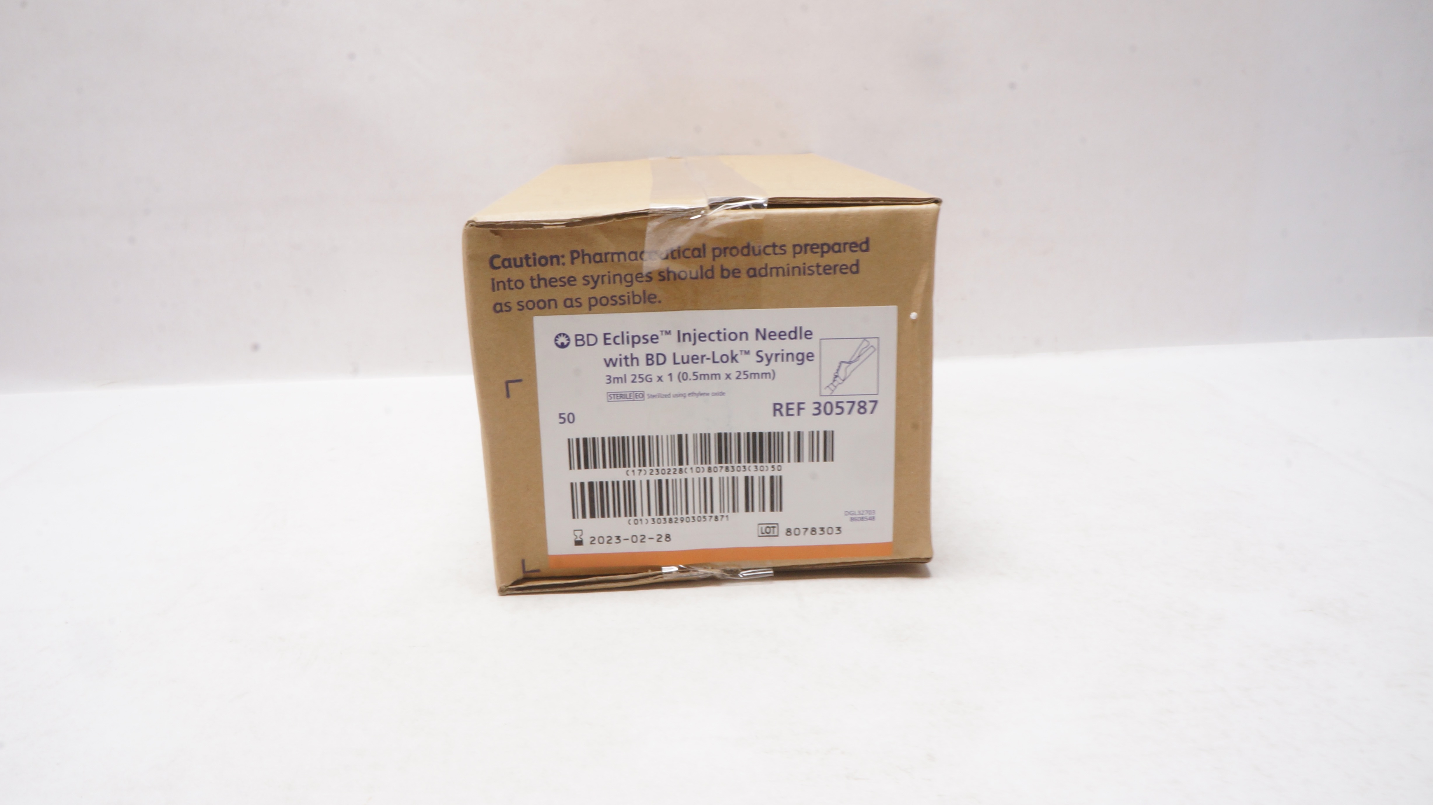 BD 305787 Eclipse Injection Ndle w/Luer-Lok Syringe 3mL 25G x 1in (x)-Case of 50