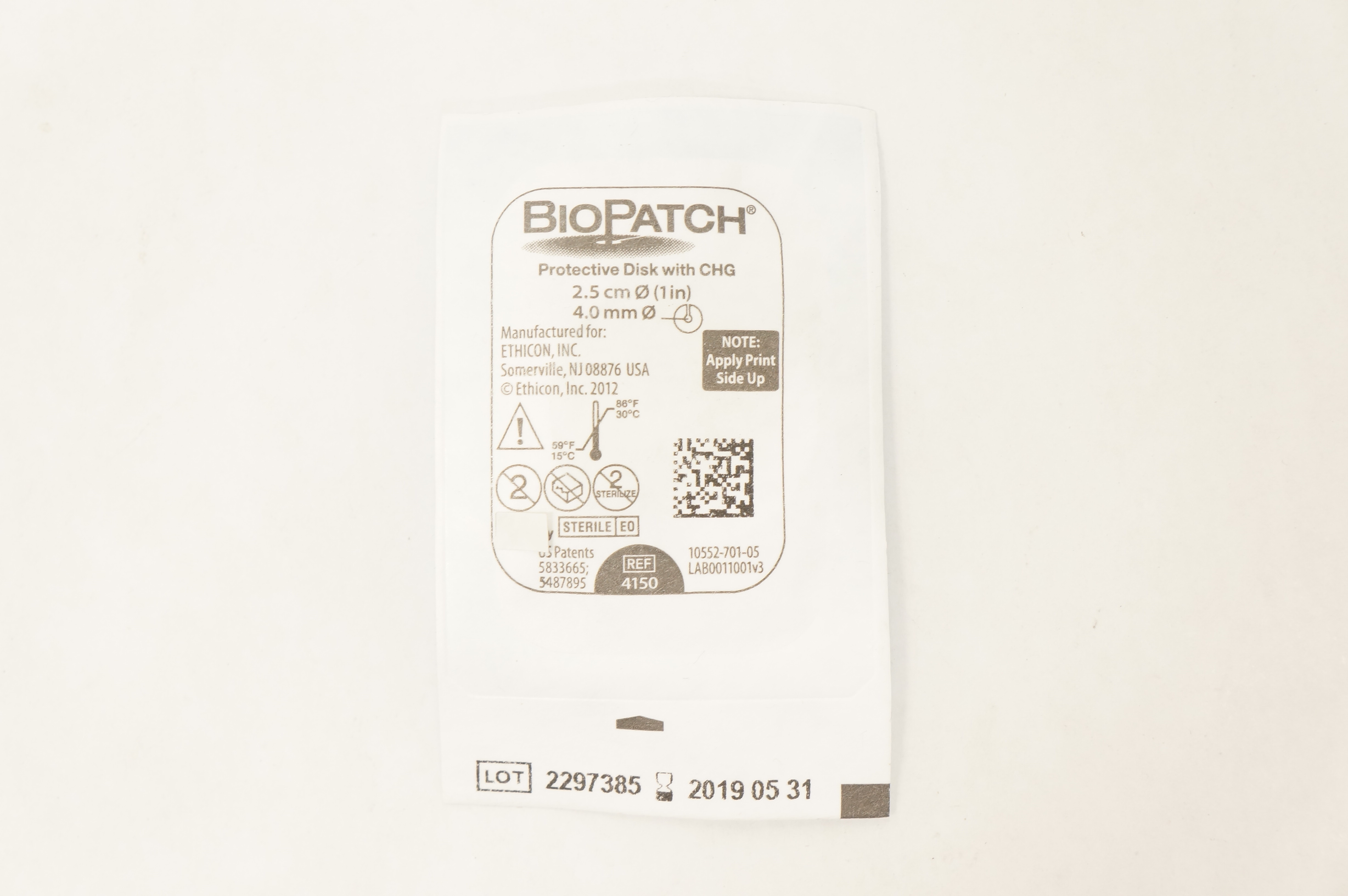 Ethicon 4150 BioPatch Protective Disk with CHG 1inch x 4.0mm (x)