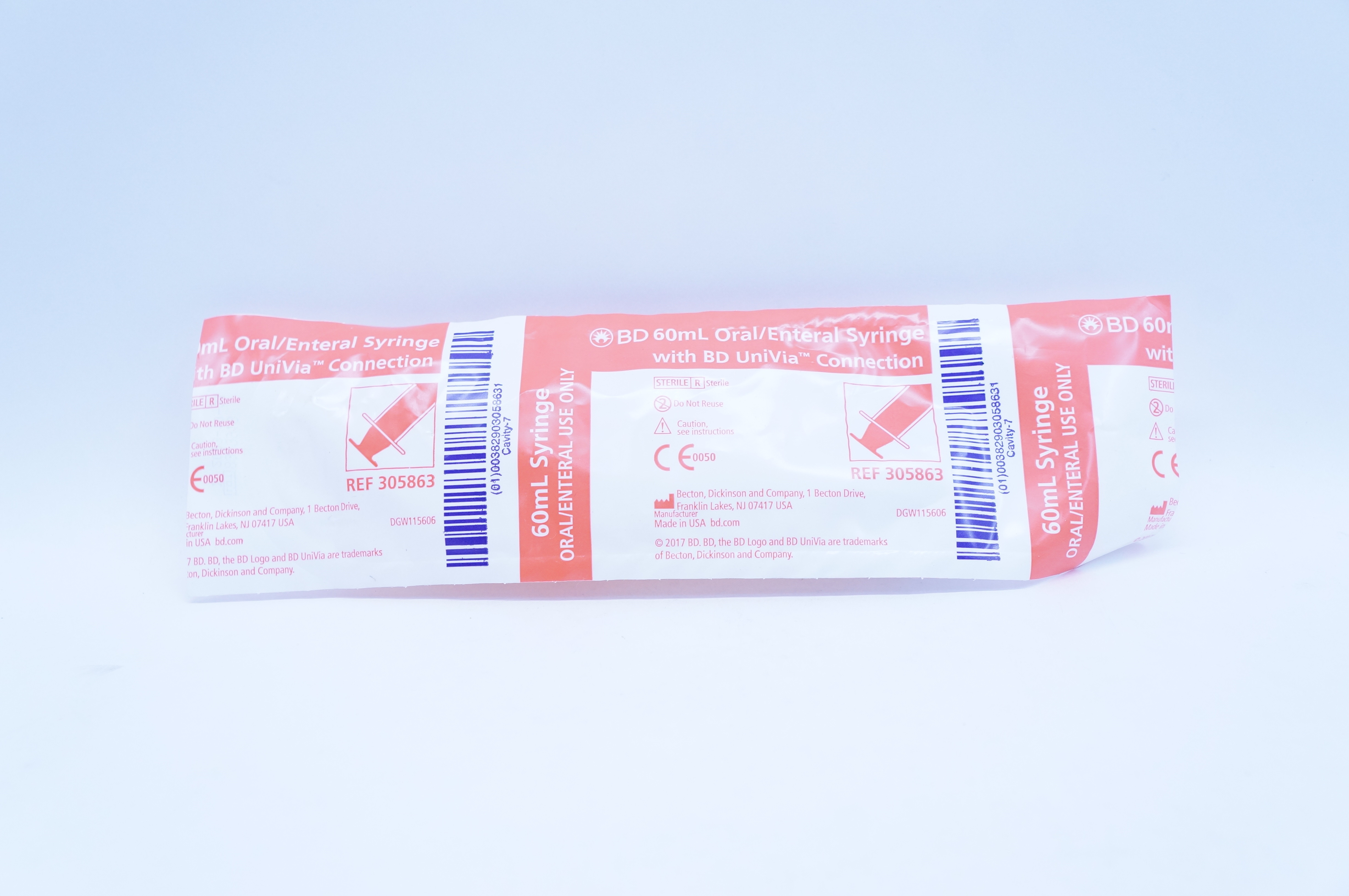 BD 305863 Becton 60ml Oral/Enteral Syringe with BD UniVia Connection