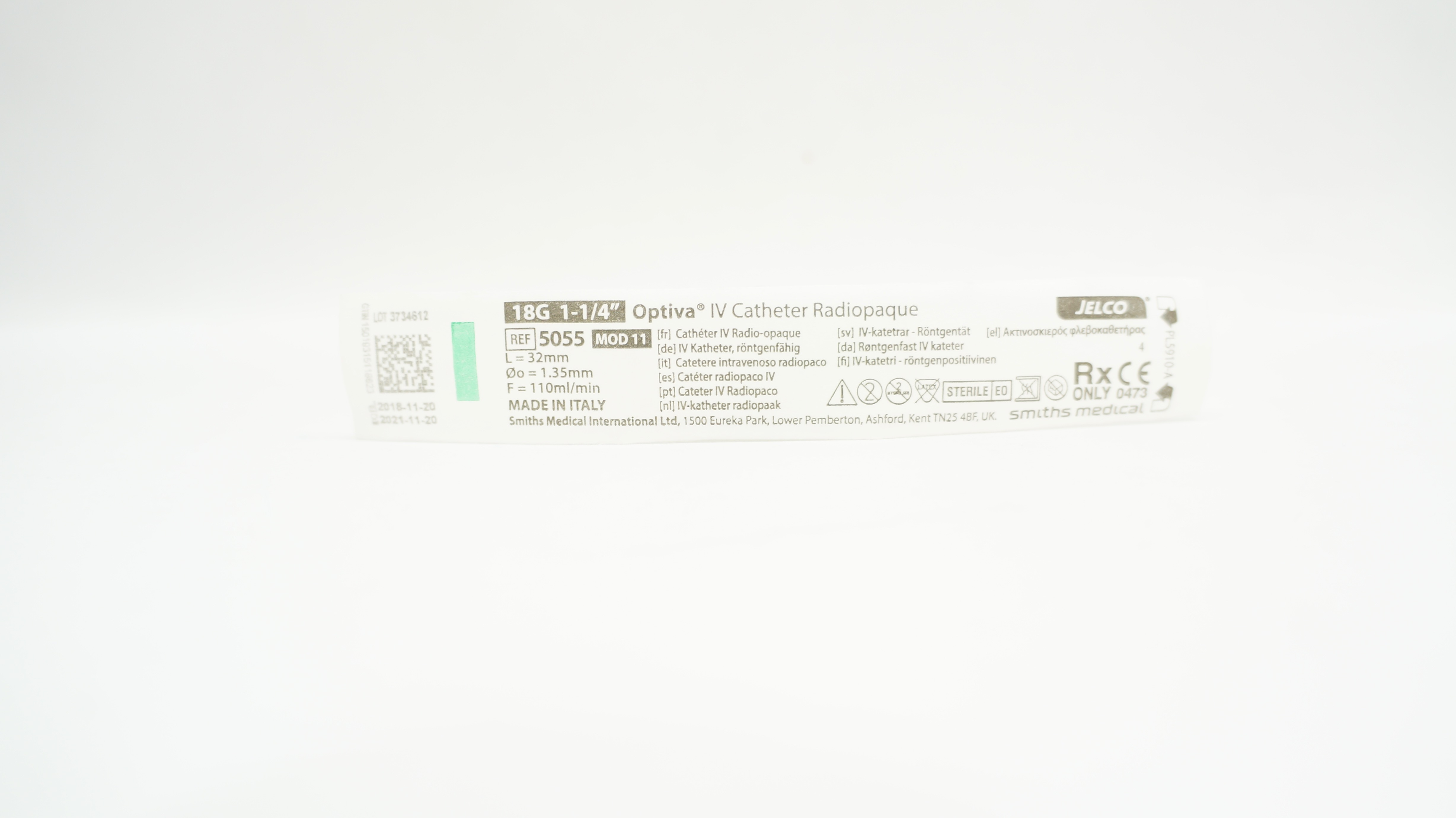 Smiths Medical 5055 Jelco Optiva IV Cath.Radiopaque 18G x 1-1/4Inch 110mL/min(x)