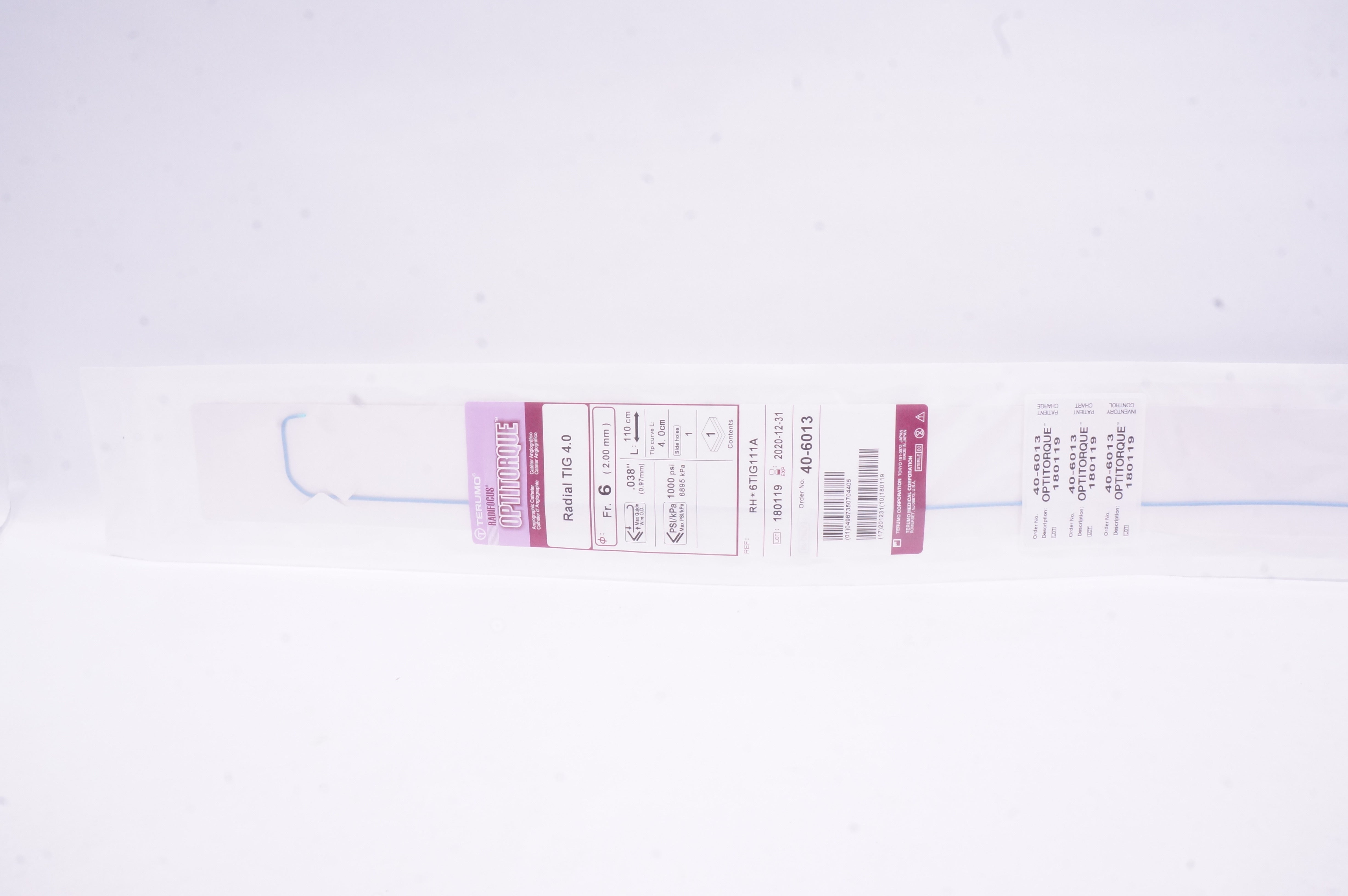 Terumo RH*6TIG111A Optitorque Angiograthic Cath. TIG 4.0 6Fr. x 0.038inch (x)