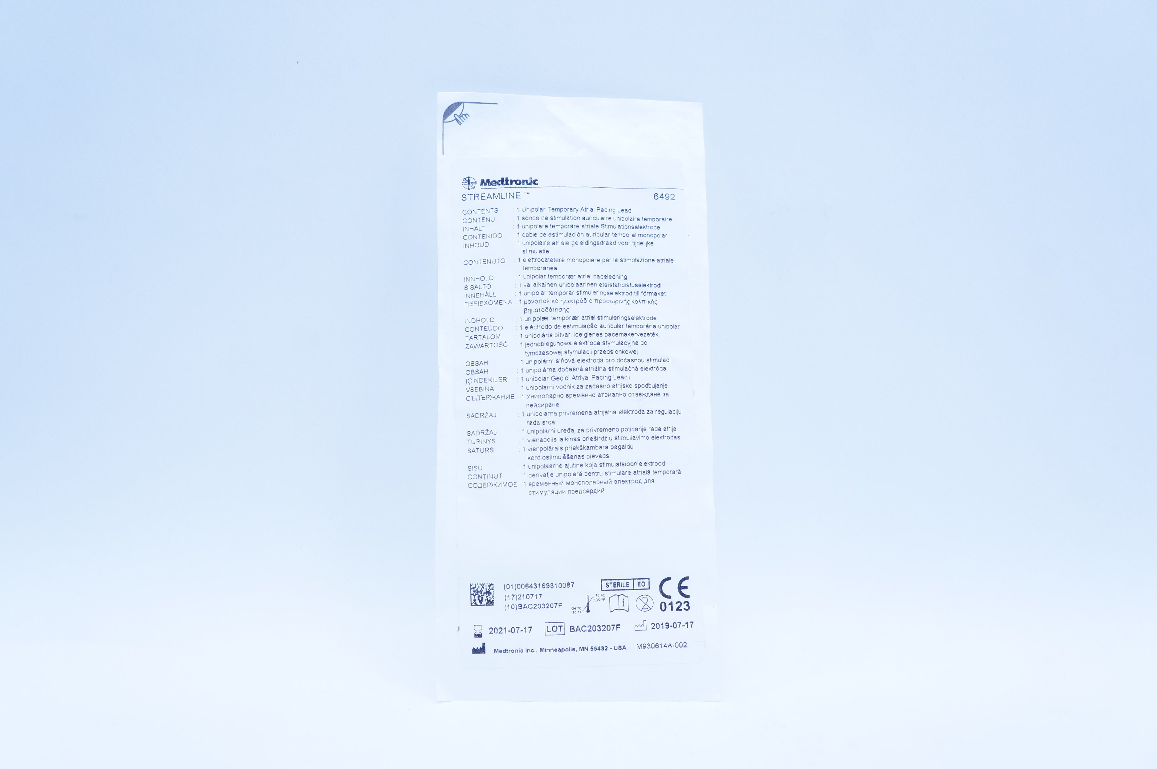 Medtronic 6492 Streamline Unipolar Temporary Atrial Pacing Lead