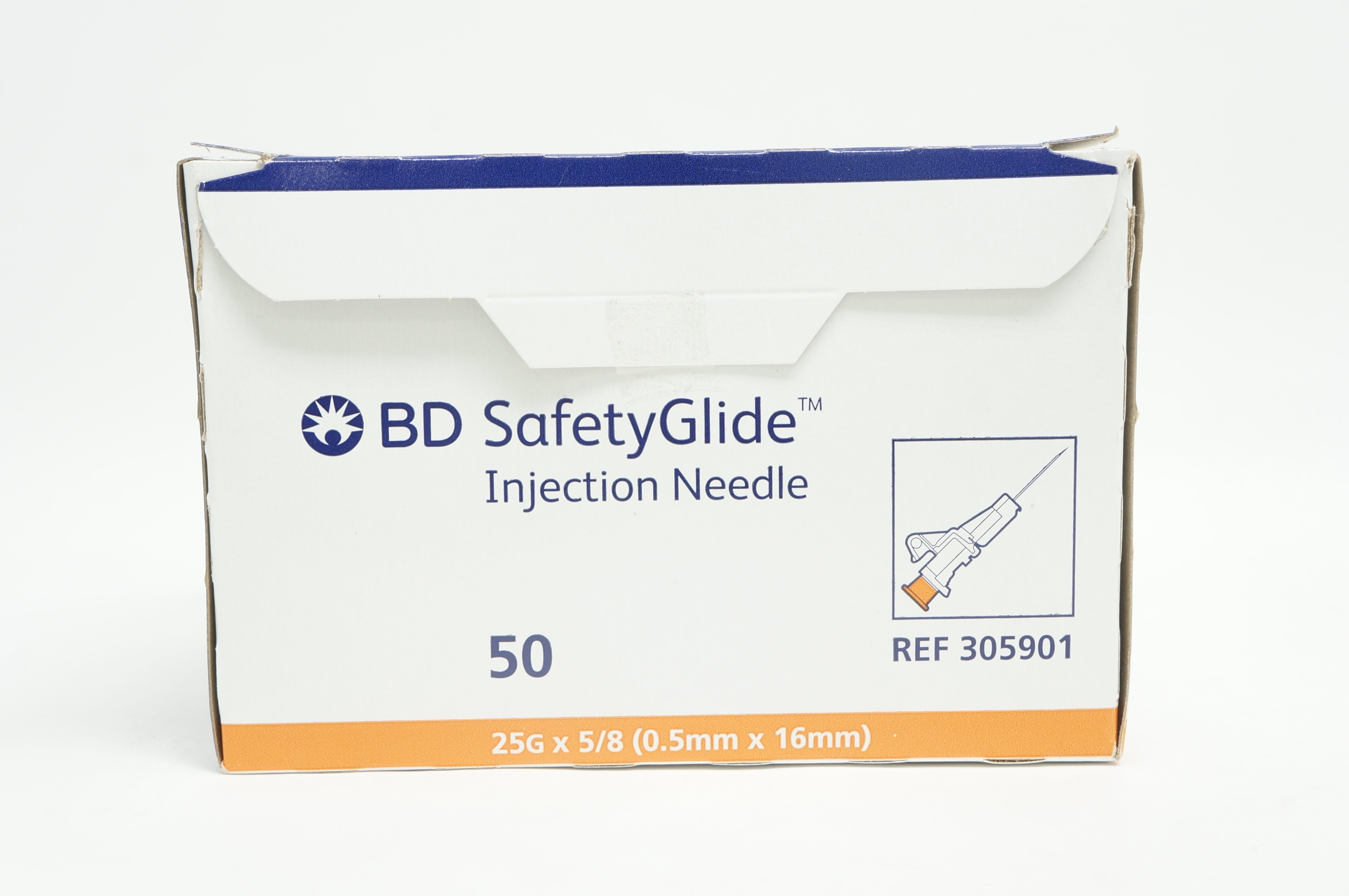 BD 305901 SafetyGlide Injection Ndle 25G x 5/8 inch - Box of 45