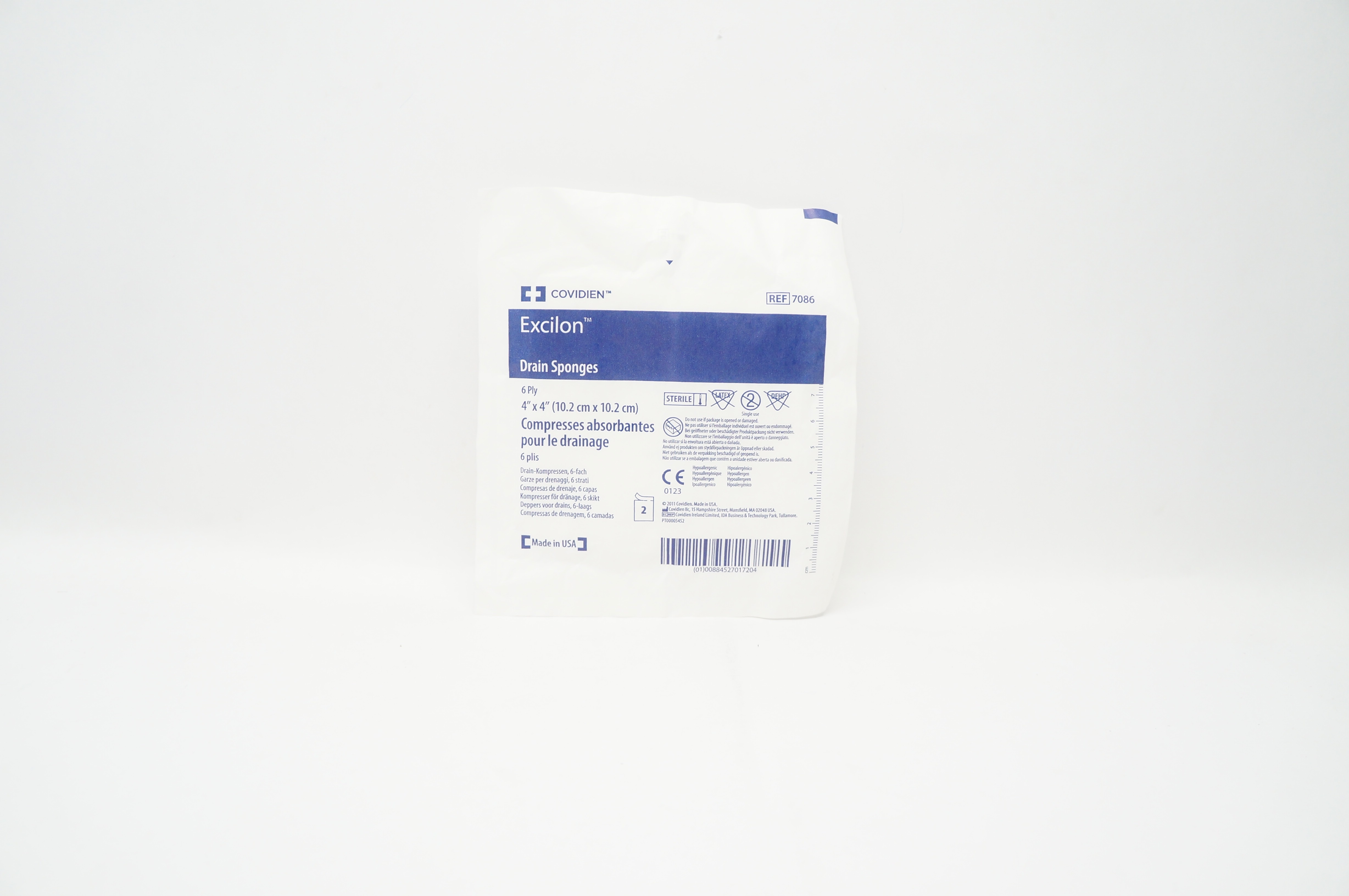 Covidien 7086 Excilon Drain Sponges 6Ply 4inch x 4inch Pack of 2