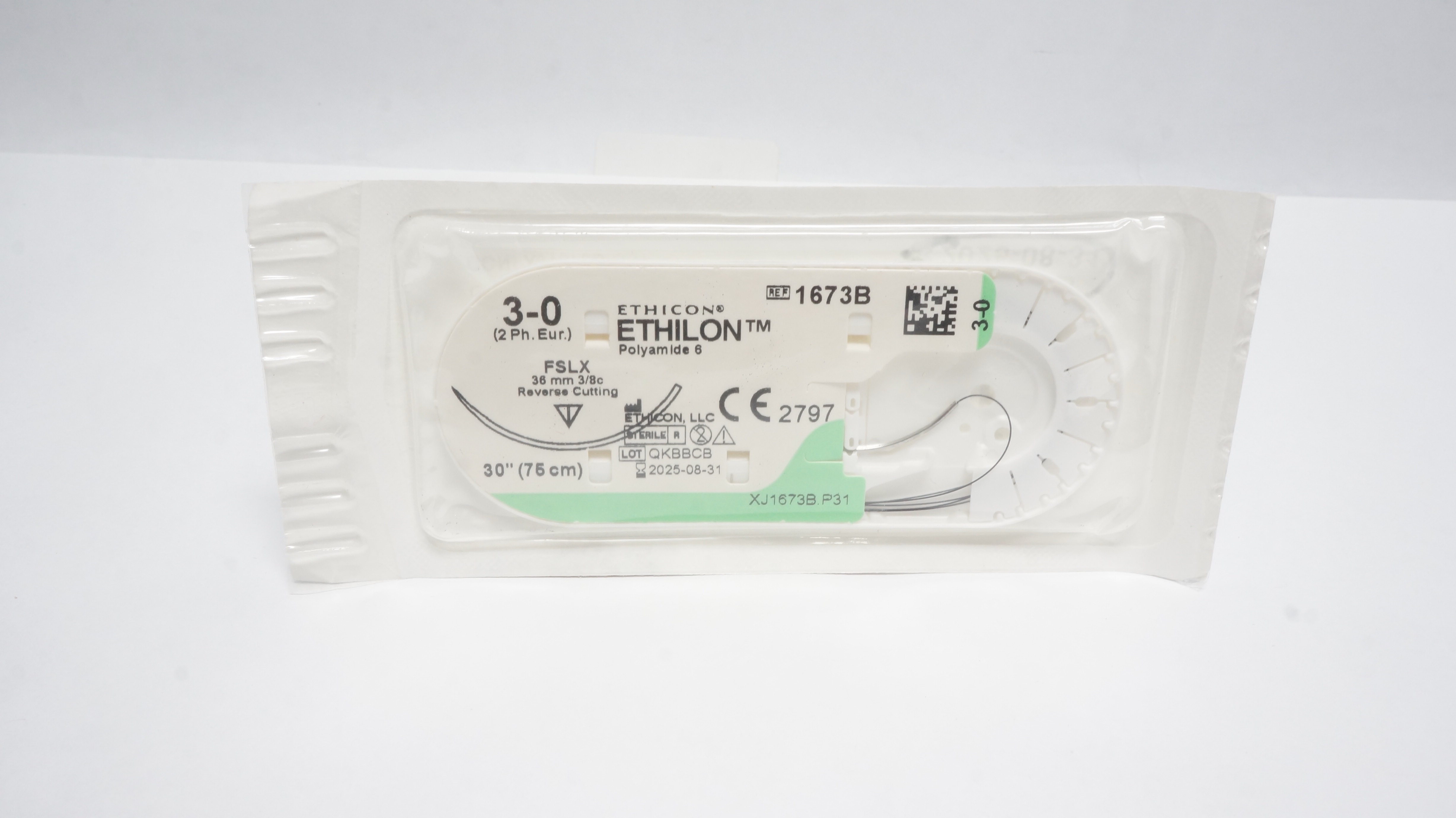 Ethicon 1673B 3-0 ETHILON Stre FSLX 36mm 3/8c Reverse Cutting, 30inch (x)