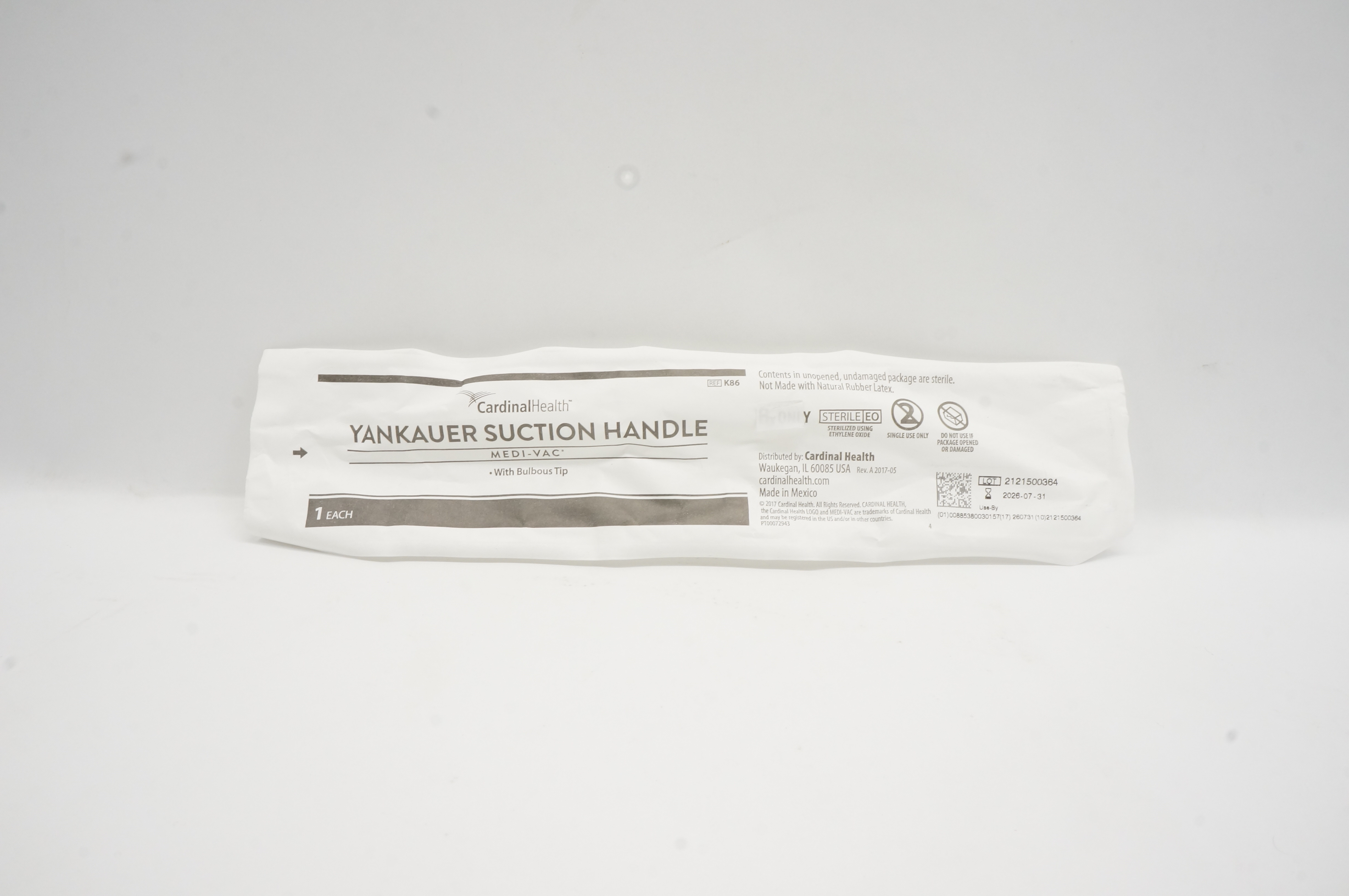 Cardinal Health K86 Medi-Vac Yankauer Suction Handle With Bulbous Tip
