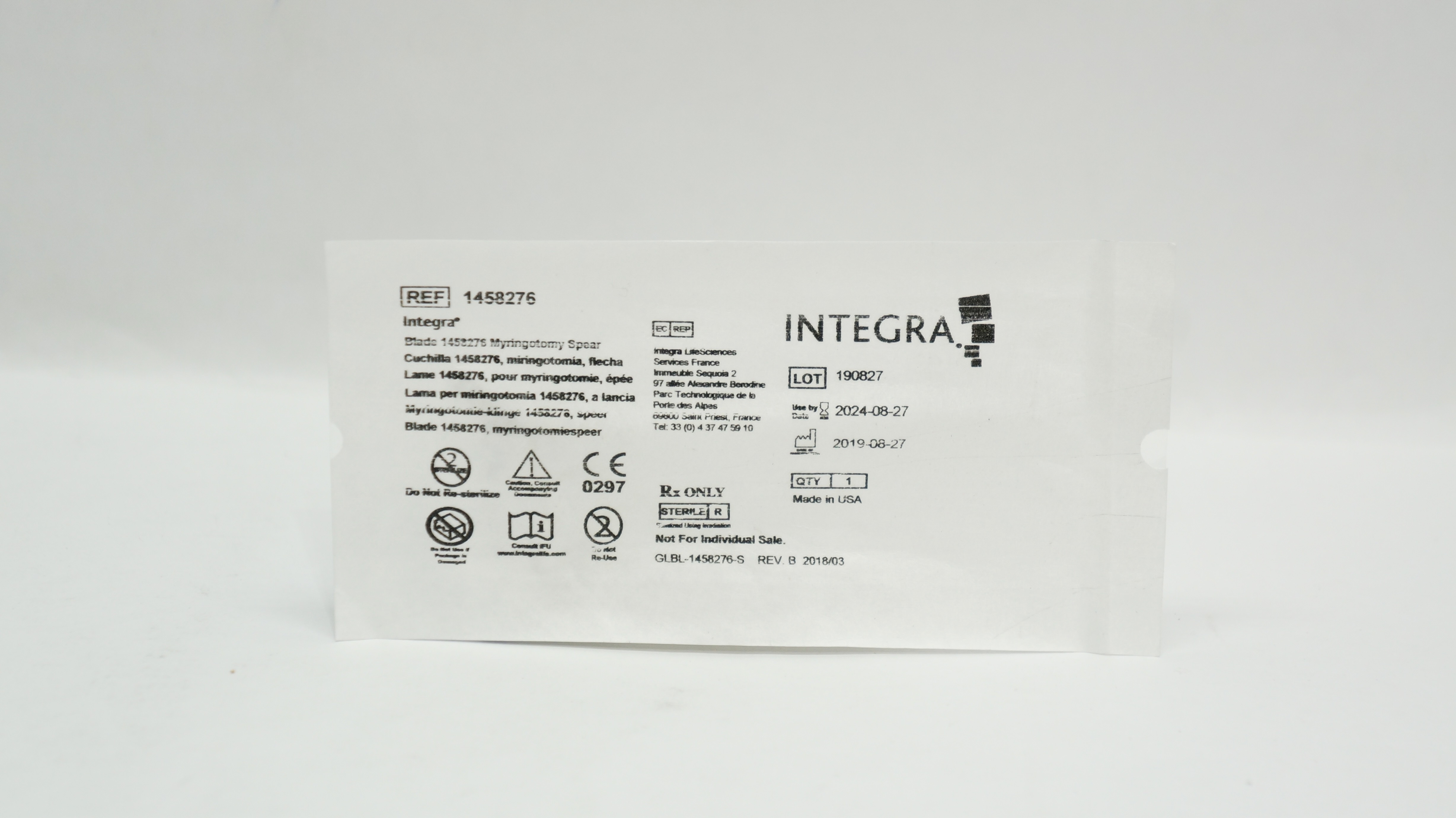 Integra 1458276 Blade 1459275 Myringotomy Spear