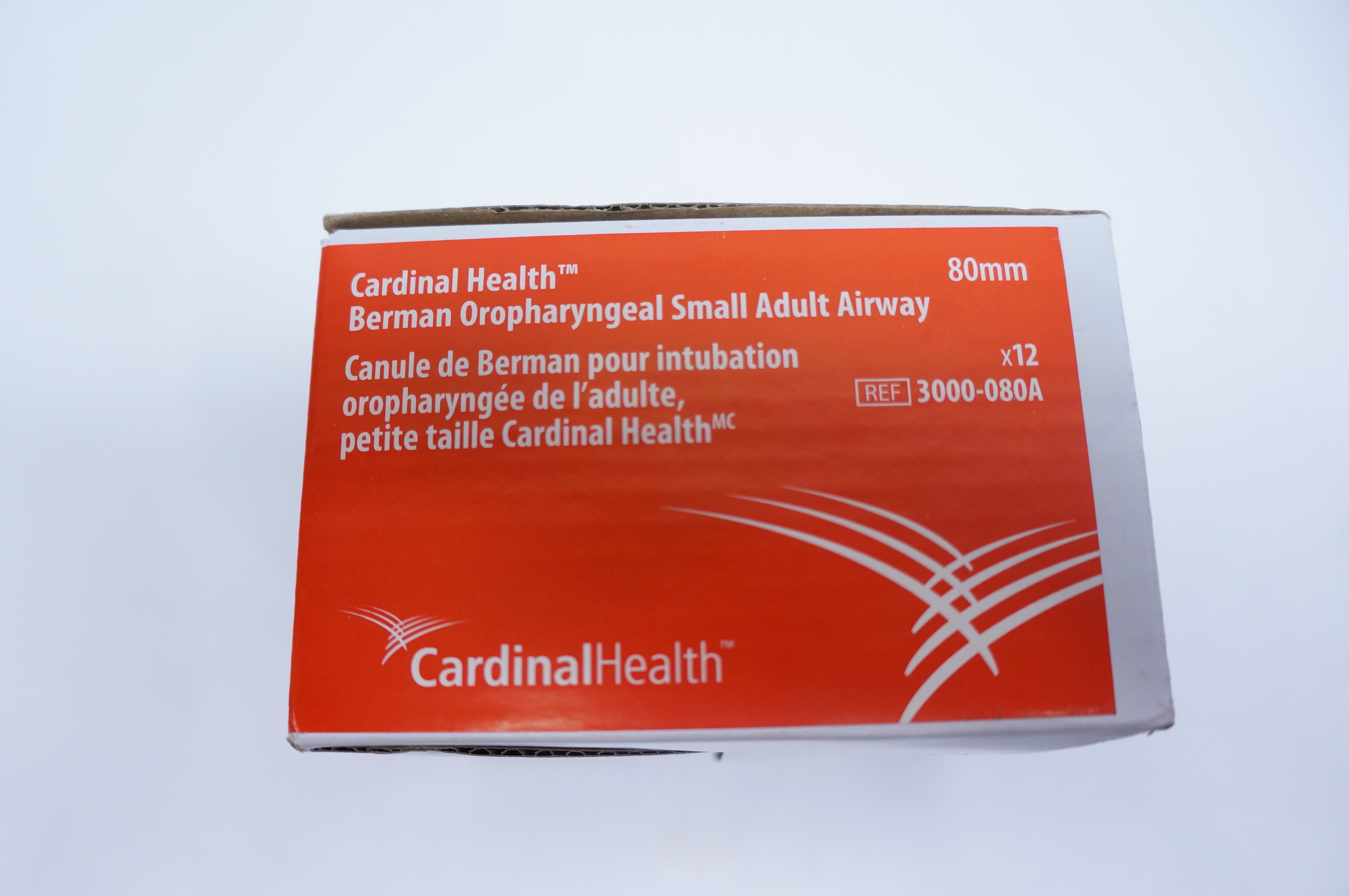 Cardinal Health 3000-080A Berman Oropharyngeal Small Adult Airway 80mm-Box of 12