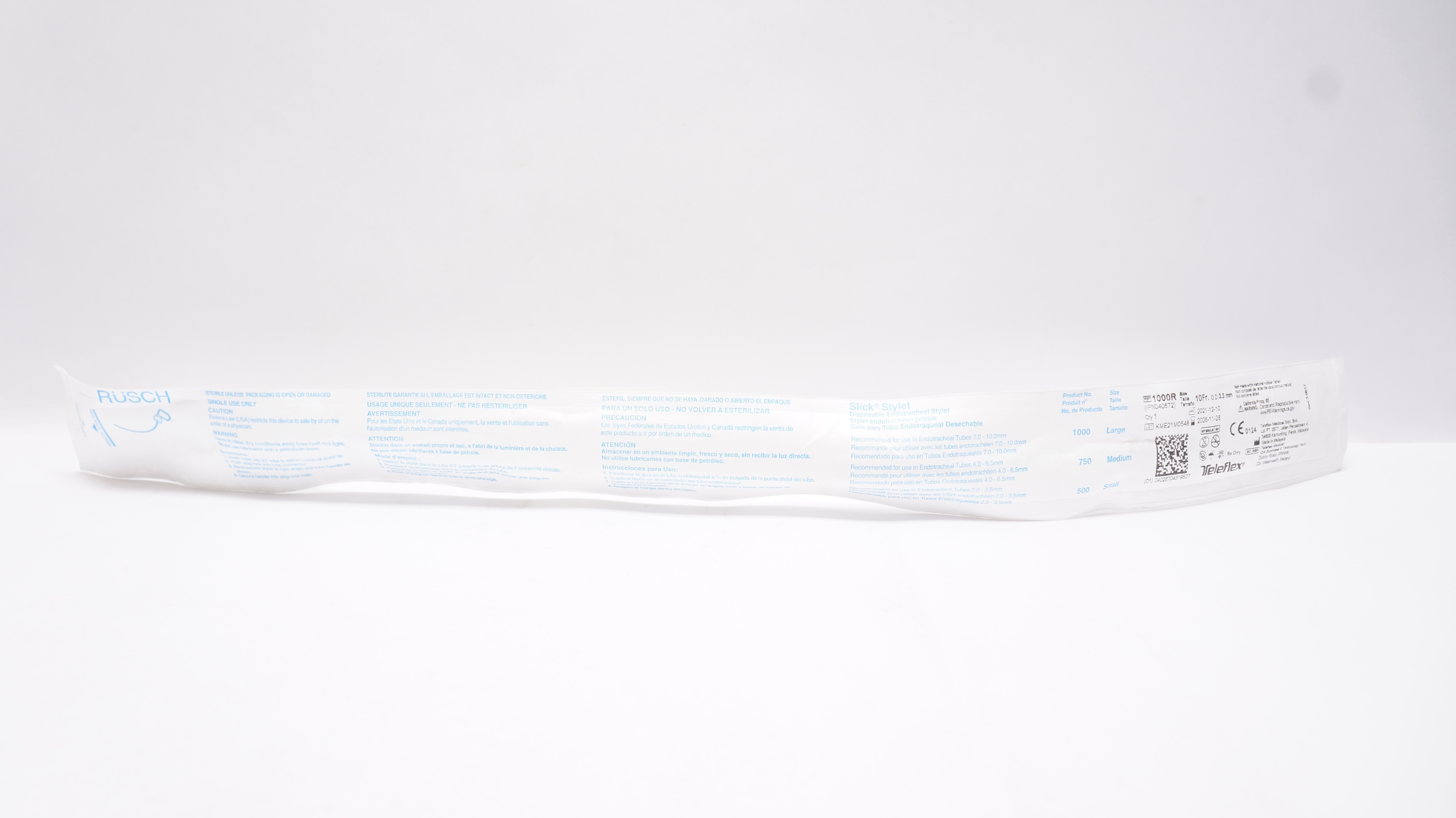 Teleflex 1000R Slick Stylet Disposable Endotracheal Stylet 10Fr x 3.3mm O.D.