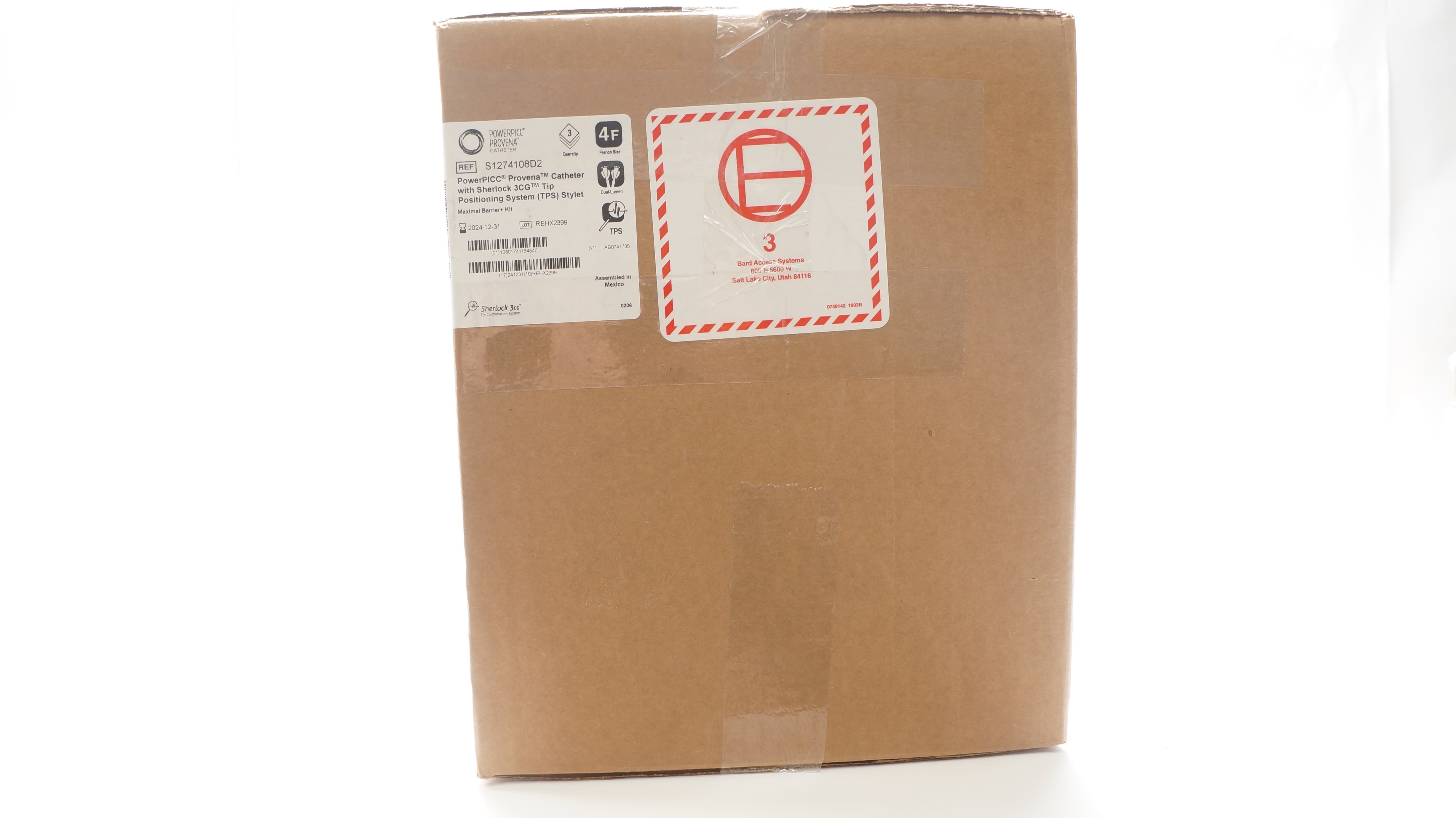 PowerPicc Provena S1274108D2 Cath. W/Sherlock 3CG Tip System 4F - Box of 3