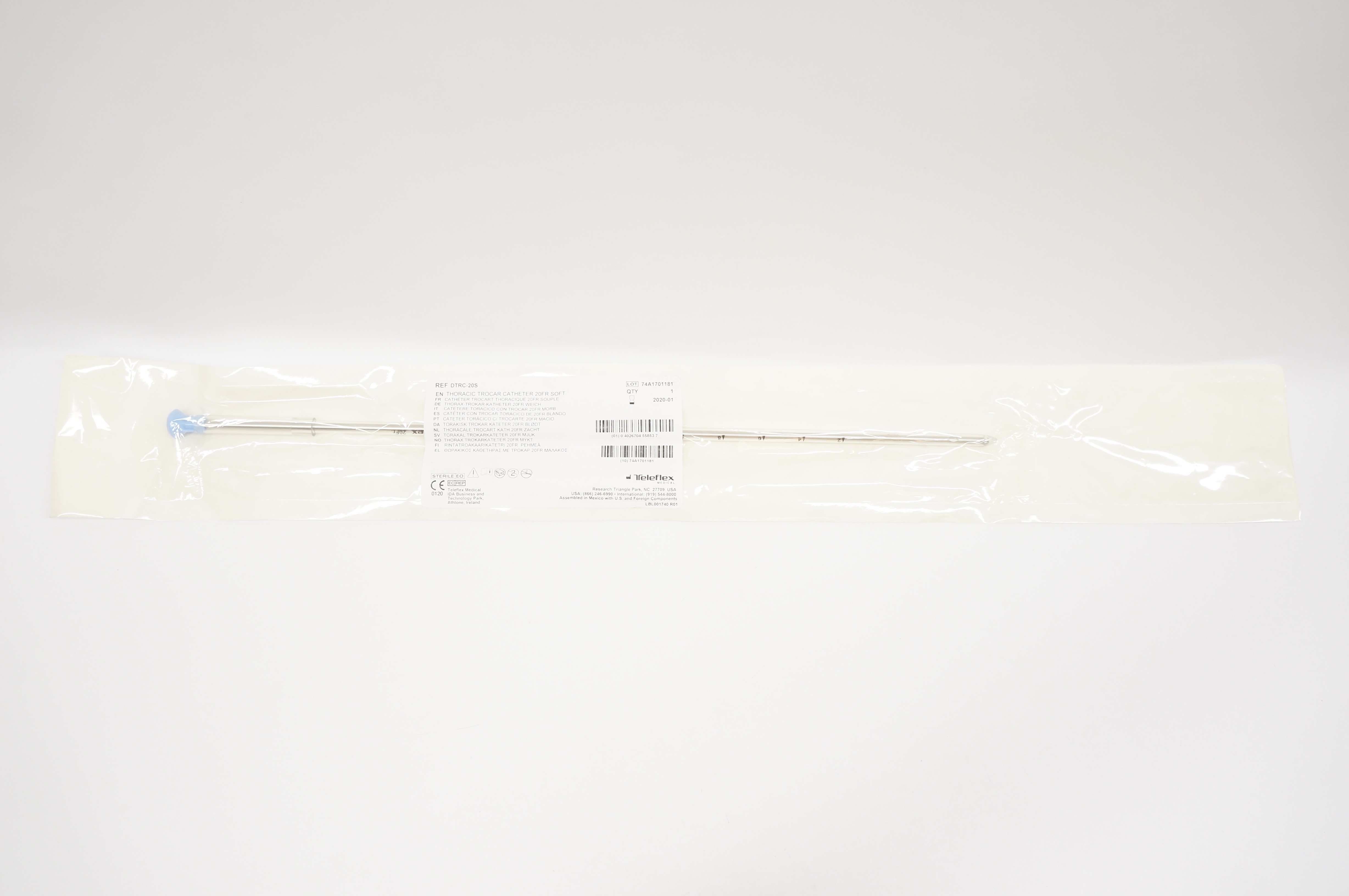 Teleflex DTRC-20S Thoracic Trocar Cath. 20Fr. Soft (x)