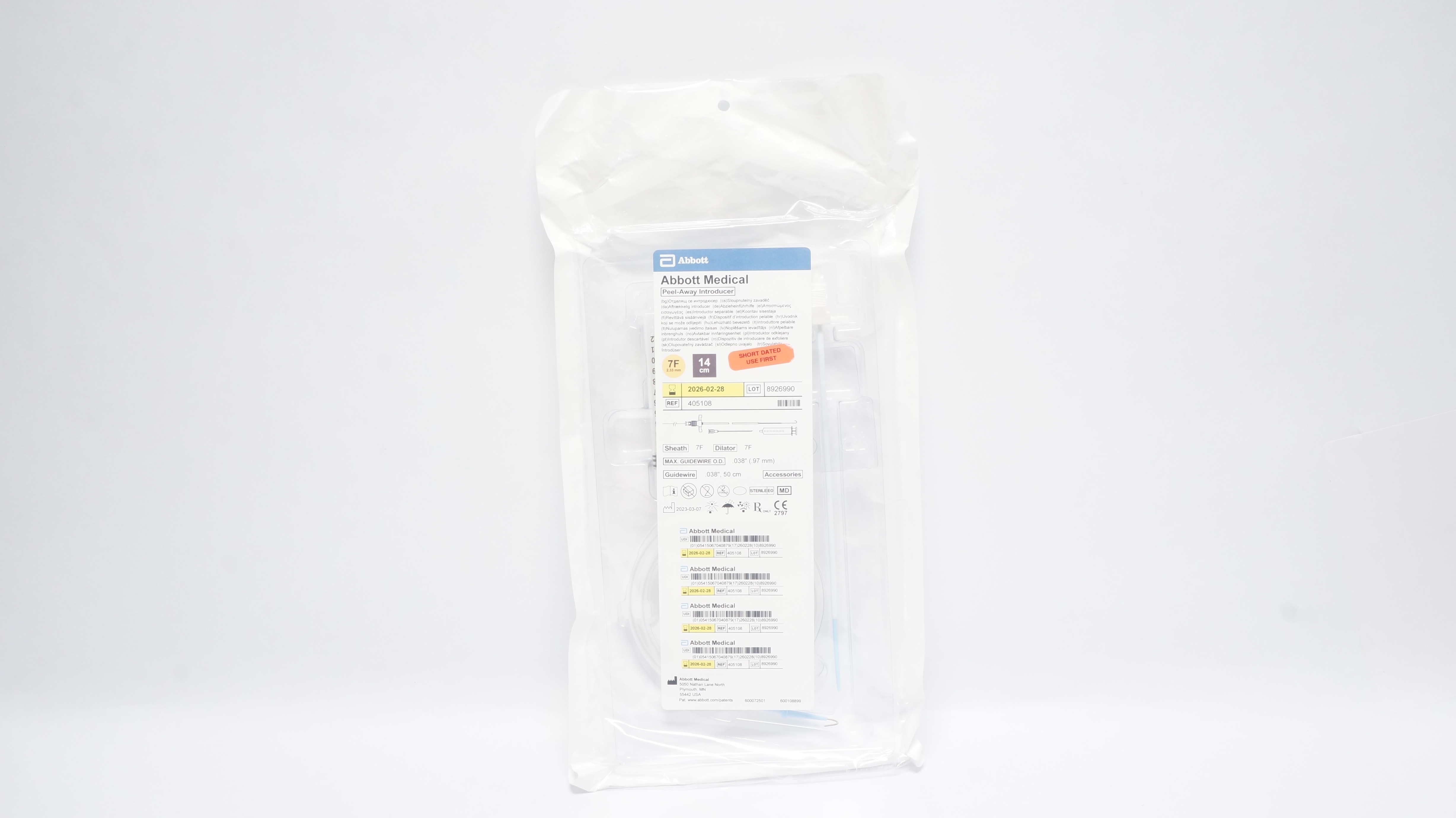 Abbott Medical 405108 Peel-Away Introducer 7F x 14cm (x)