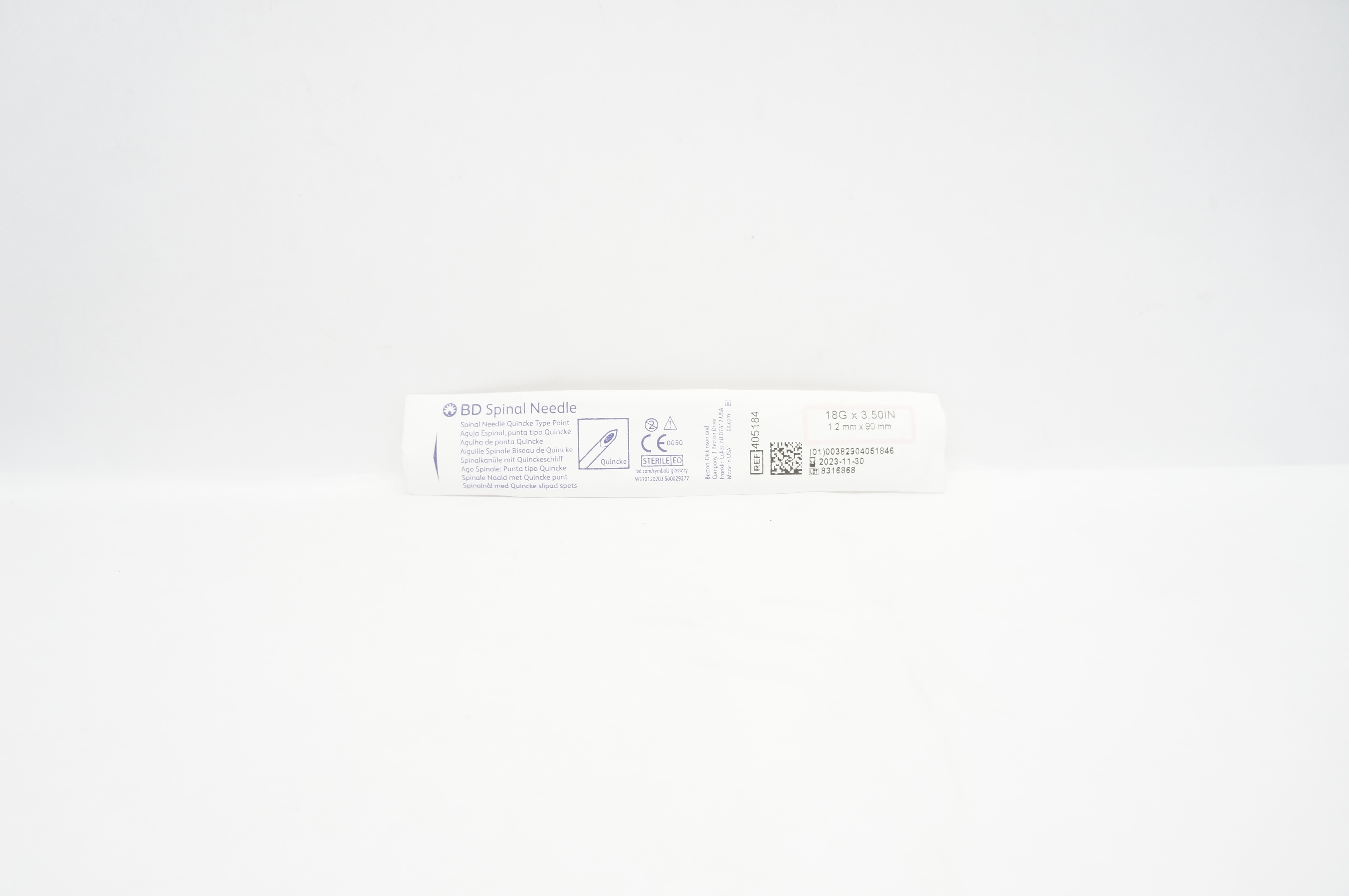 BD 405184 Spinal Ndle Quincke Type Point 18G x 3.50inch