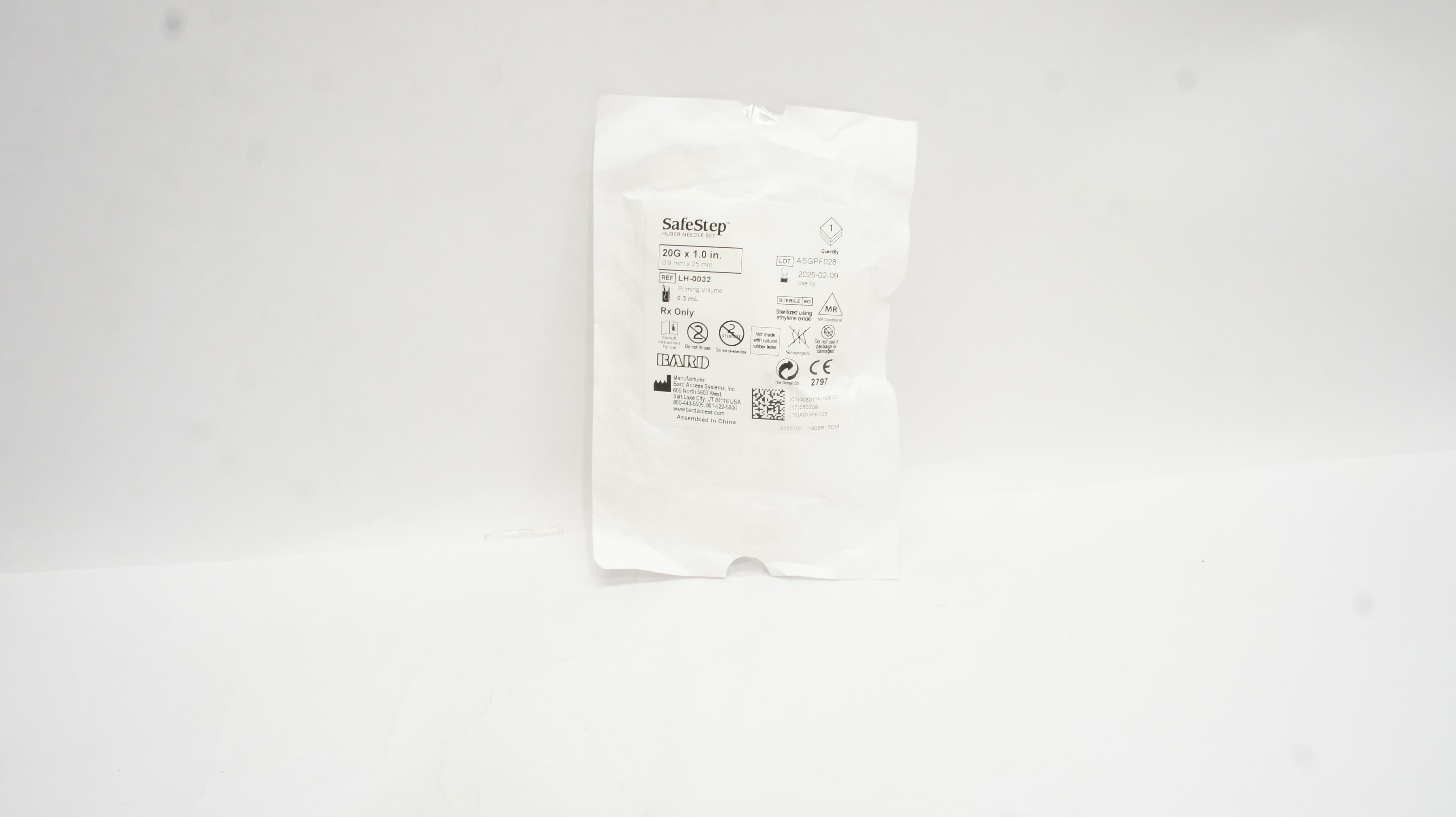 Bard LH-0032 SafeStep Huber Ndle Set 20G x 1.0In 0.3mL