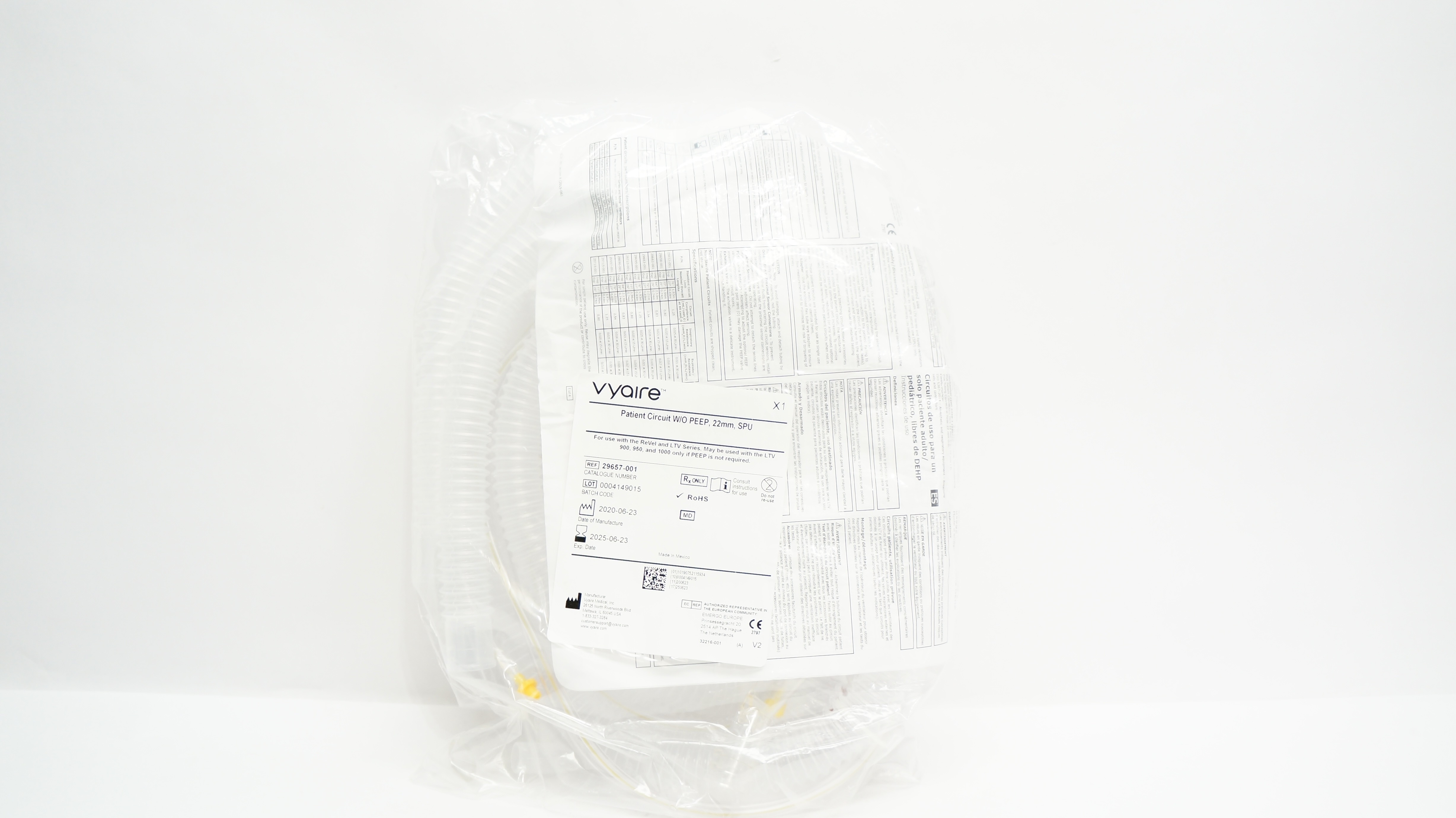 Vyaire 29657-001 Patient Circuit W/O PEEP 22mm SPU