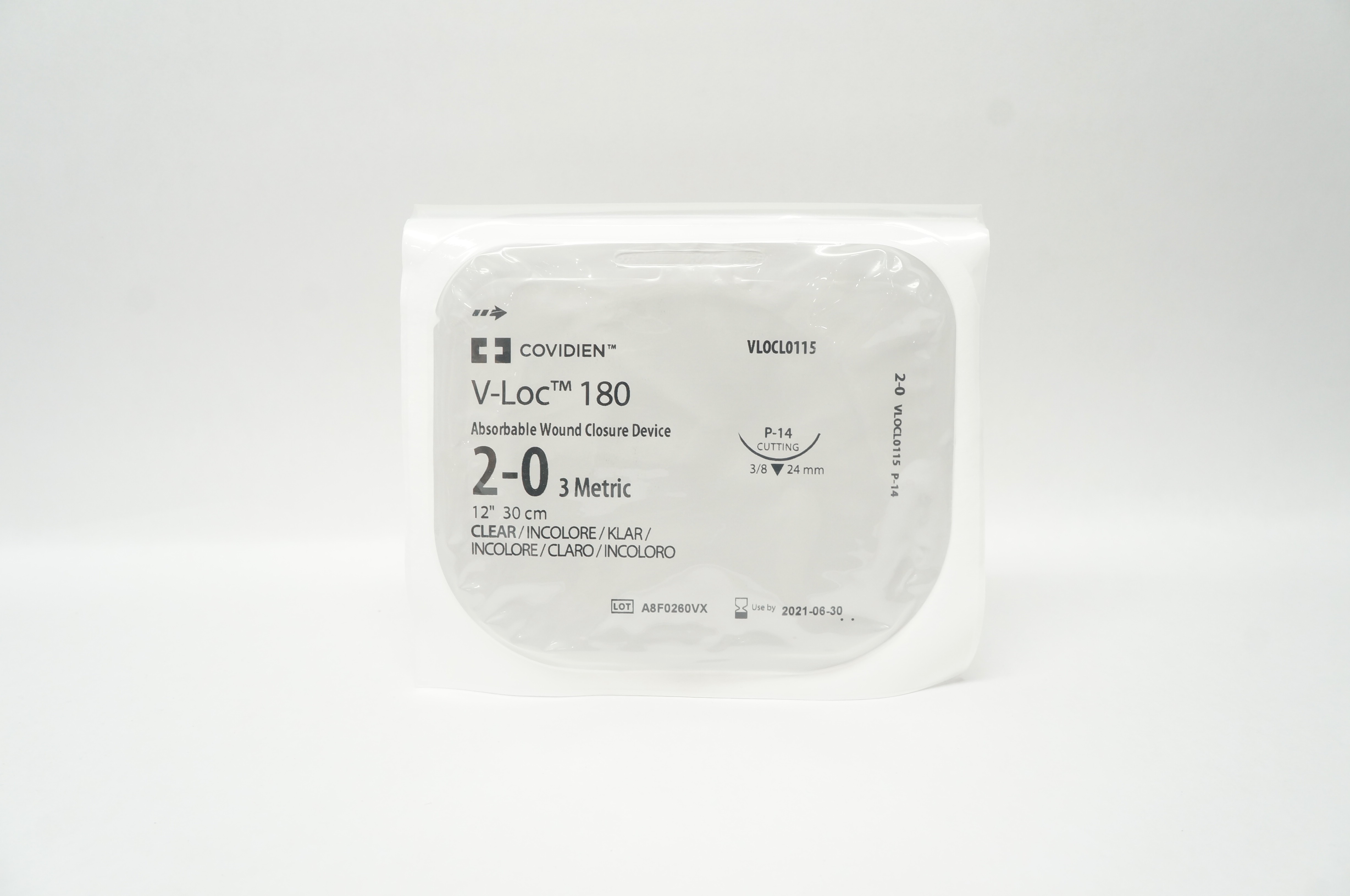 Covidien VLOCL0115 2-0 V-Loc 180 Wound Closure Device P-14 3/8c 24mm 2 inch (x)