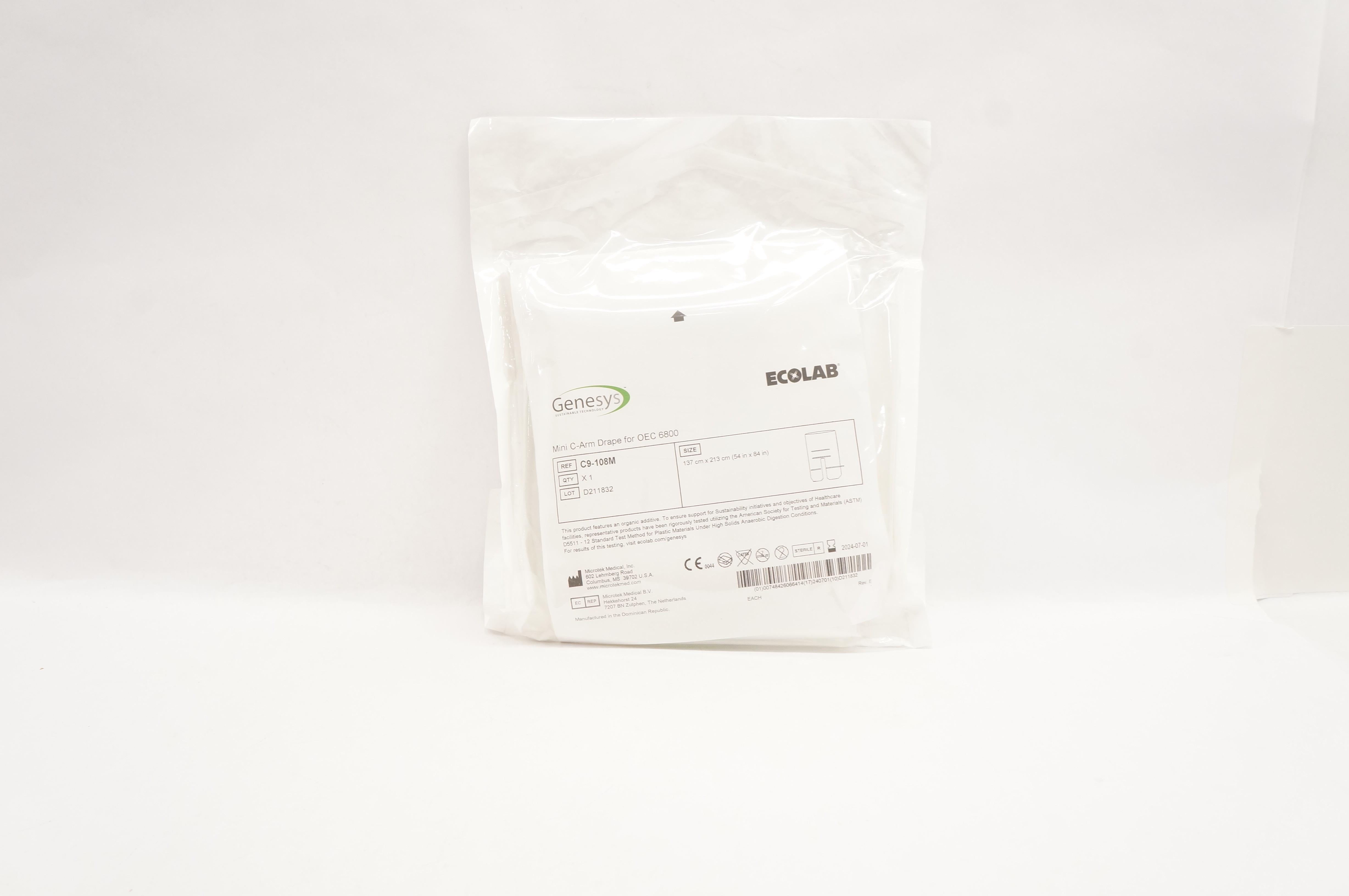 Microtek C9-108M Ecolab Genesys Mini C-Arm Drape for OEC 6800 54 inch x 84 inch