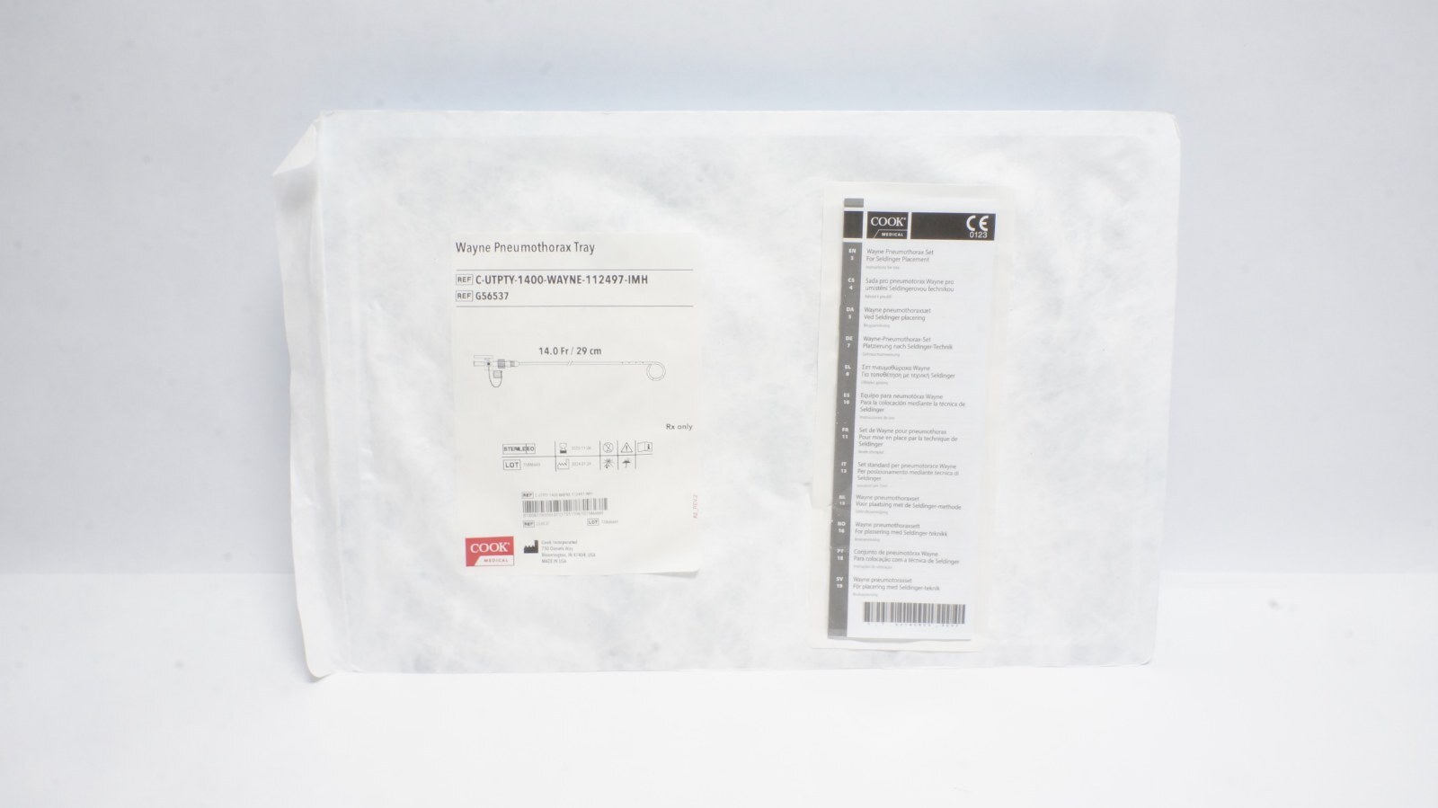 Cook Medical Wayne Pneumothorax Tray G56537 14.0 Fr