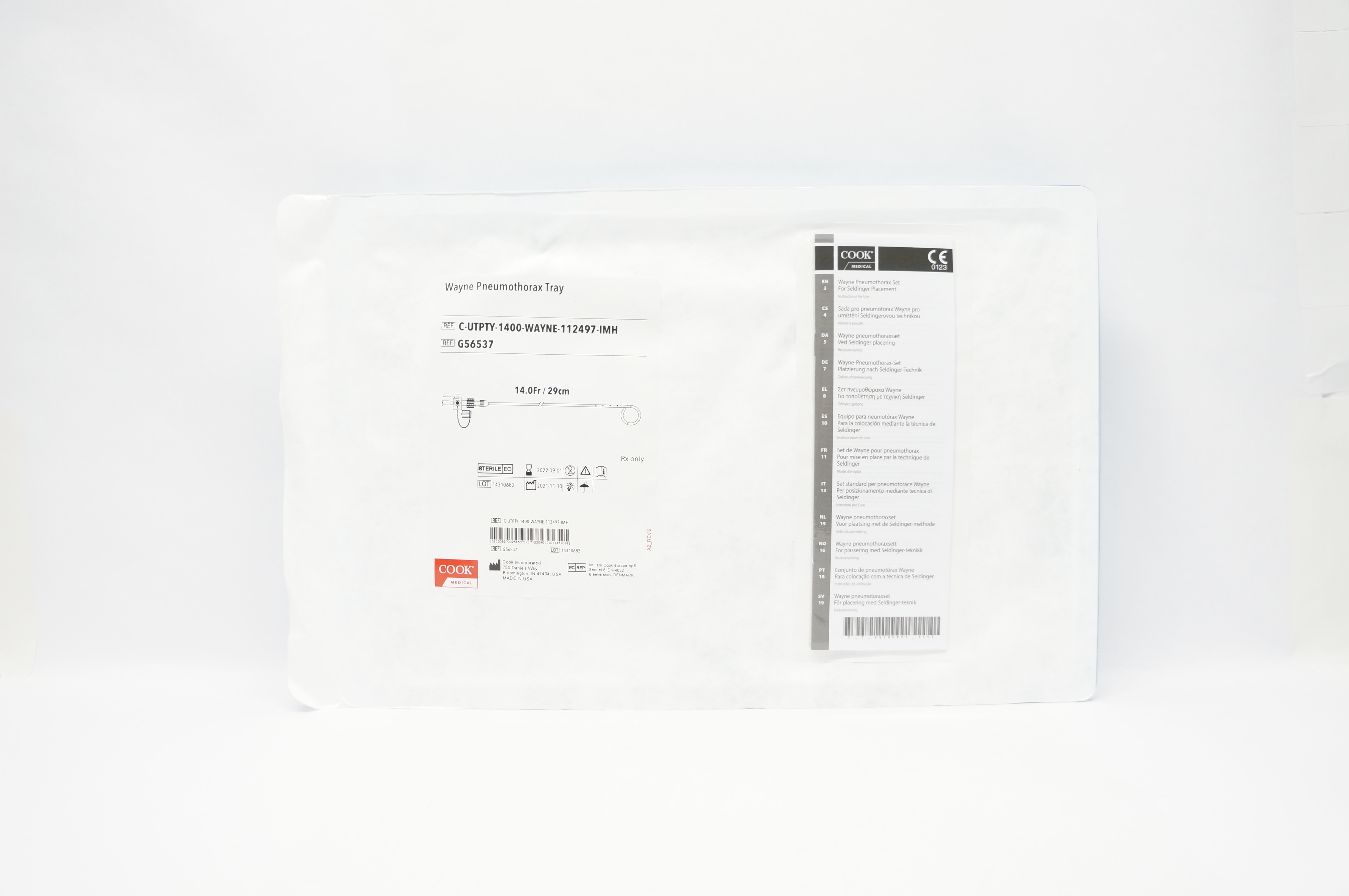 Cook Medical G56537 Wayne Pneumothorax Tray 14.0Fr x 29cm (x)