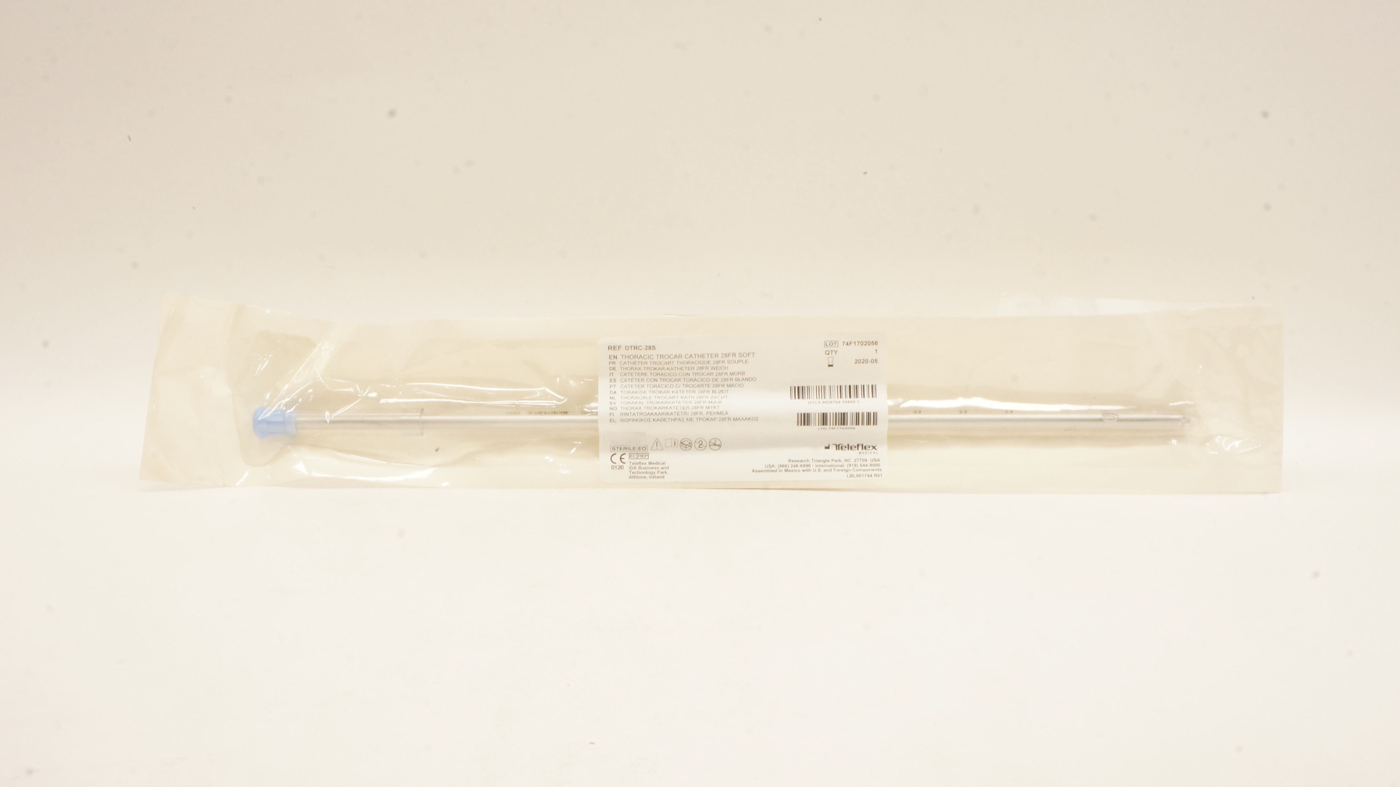 Teleflex Medical DTRC-28S Thoracic Trocar Cath. Soft 28Fr. (x)