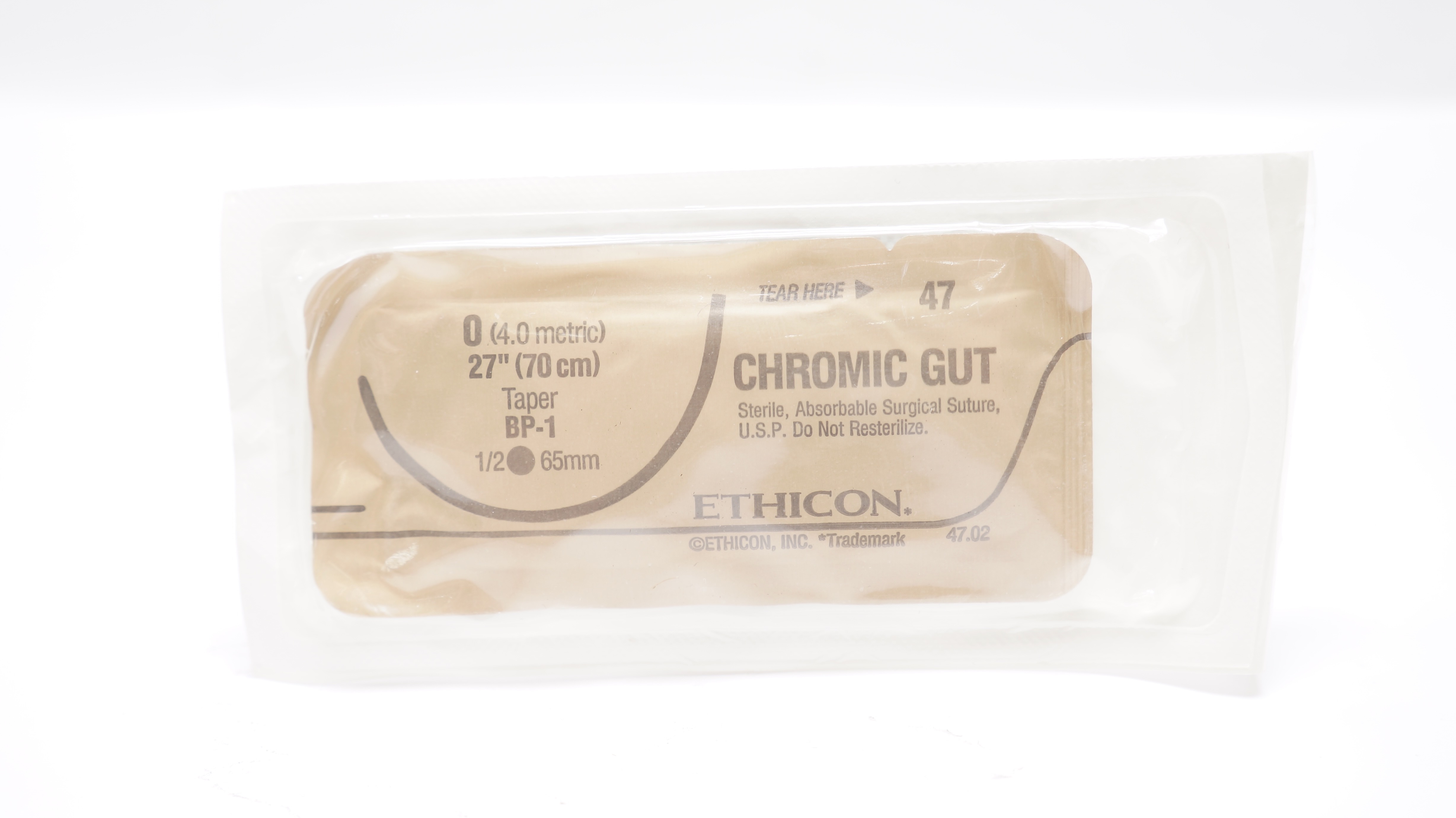 Ethicon 47 0 Chromic Gut Surgical Stre BP-1 1/2c 65mm Taper, 27inch
