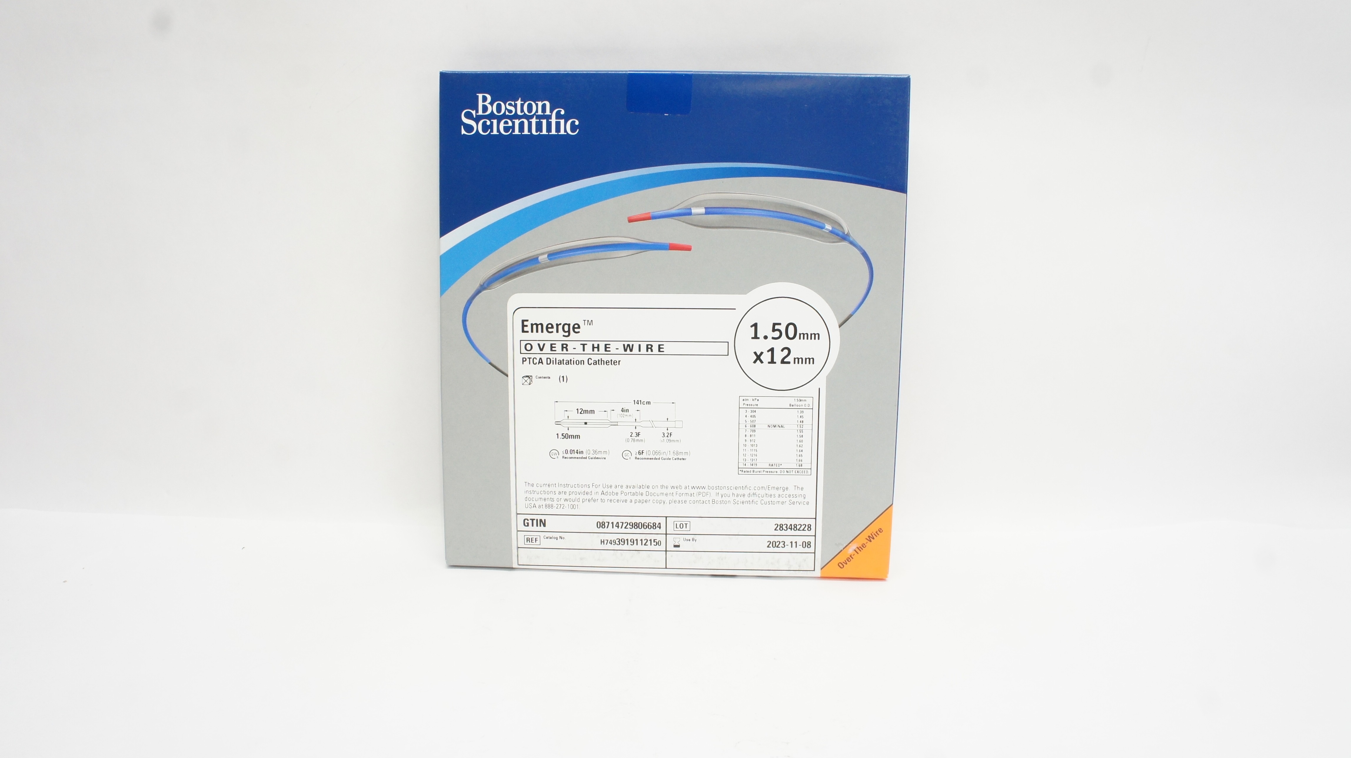 Boston Scientific H7493919112150 Emerge PTCA Dilatation Cath. 1.50mm x 12mm (x)