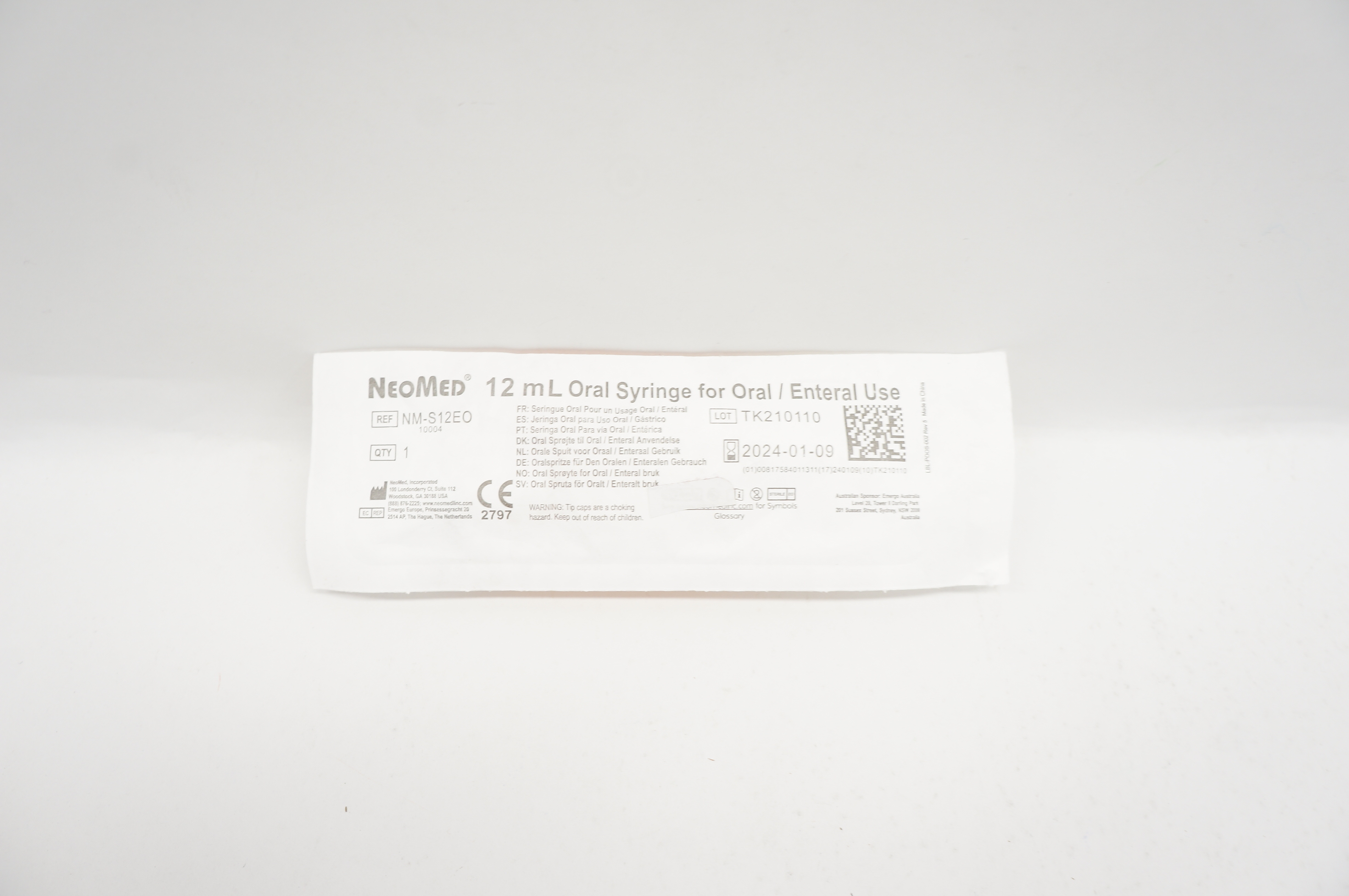 NeoMed NM-S12EO Oral Syringe for Oral / Enteral Use 12ml