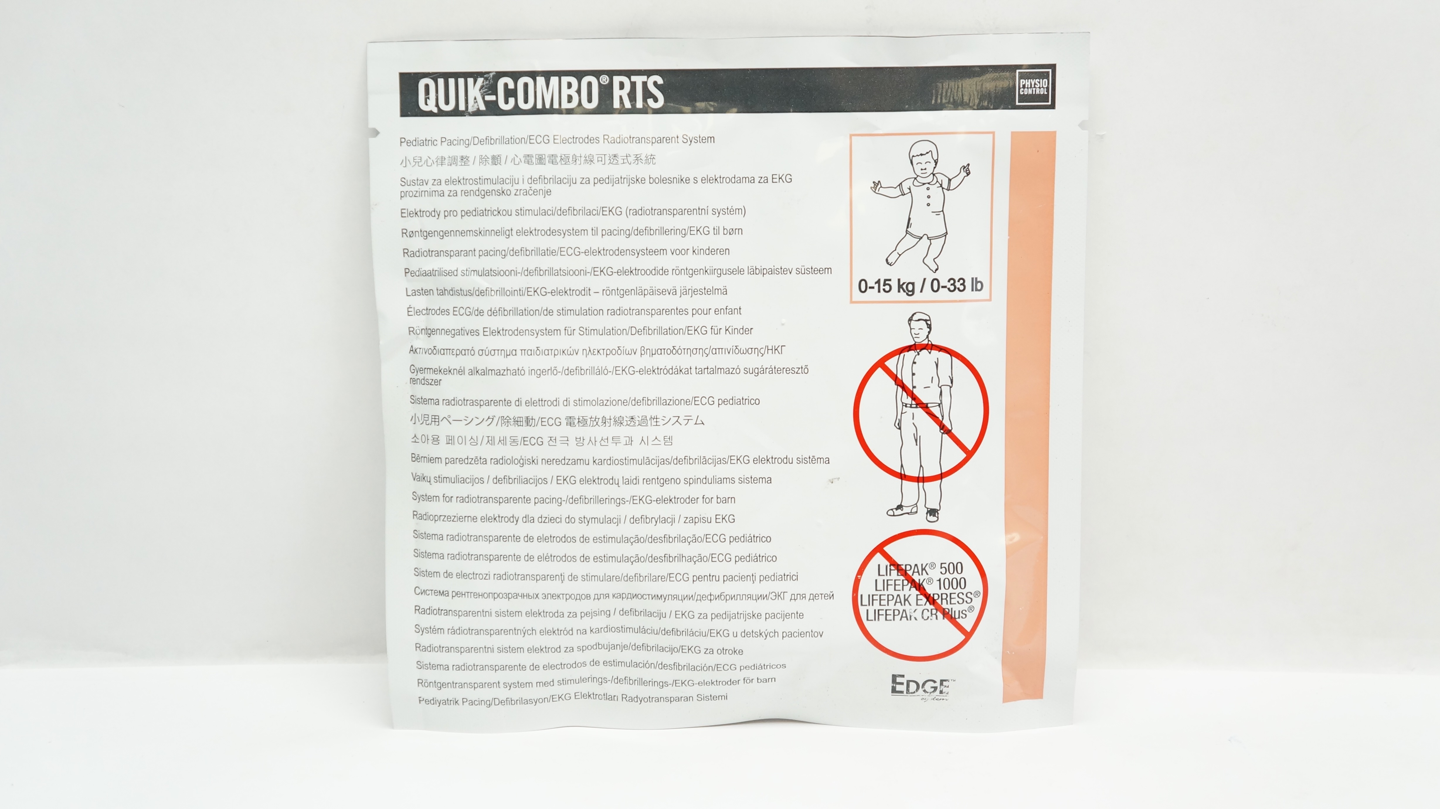 Physio-Control 11996-000093 Quik-Combo RTS Pediatric ECG Electrodes 0-33 lbs.(x)