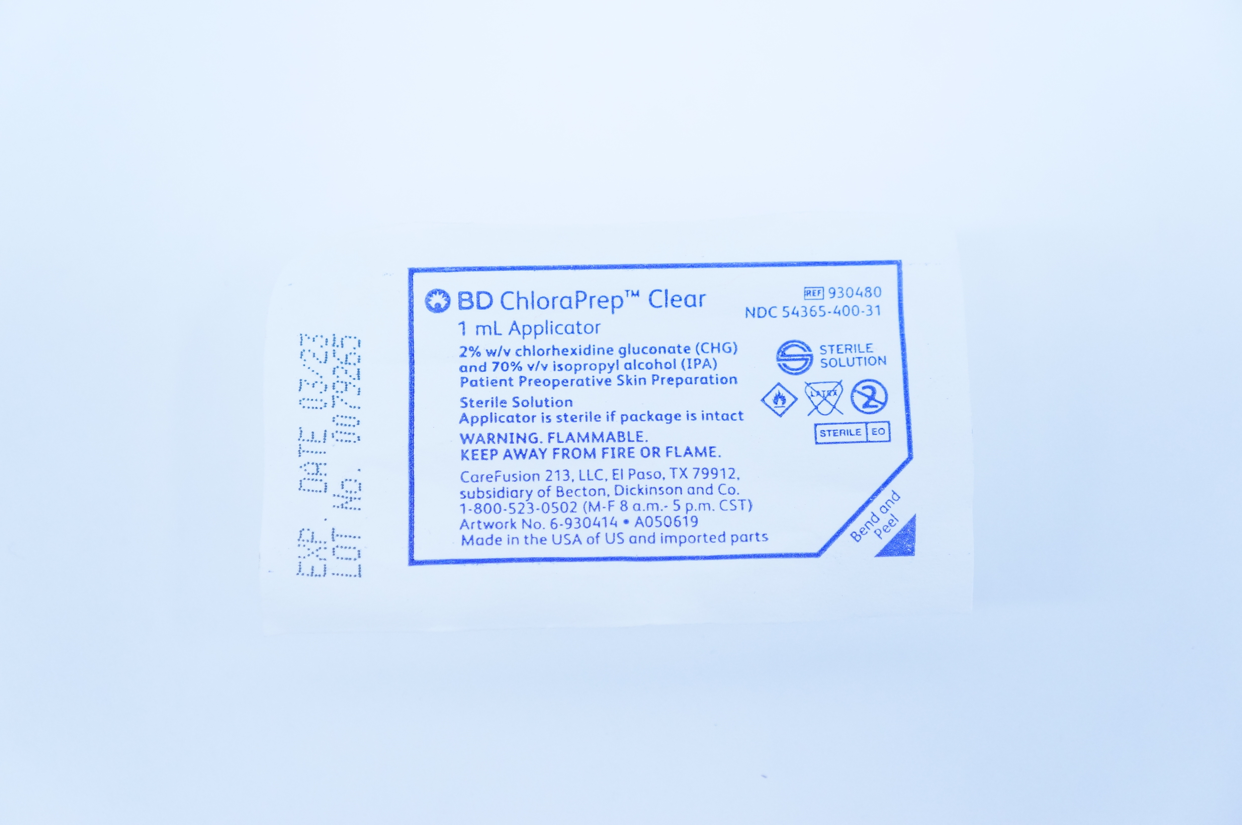 BD 930480 ChloraPrep Clear 1ml Applicator (x)