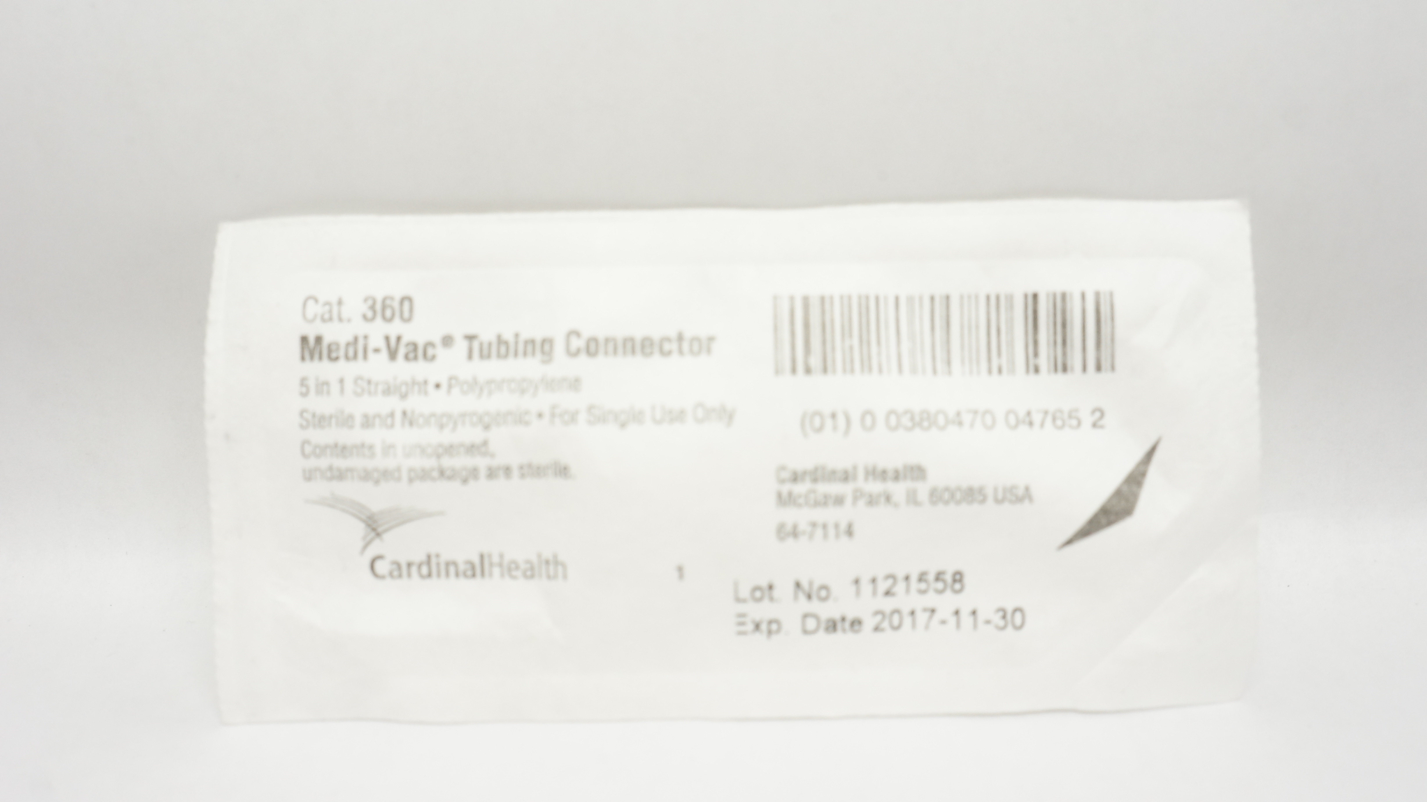 Cardinal Health 360 Medi-Vac Tubing Connector 5-in-1 Straight (x)