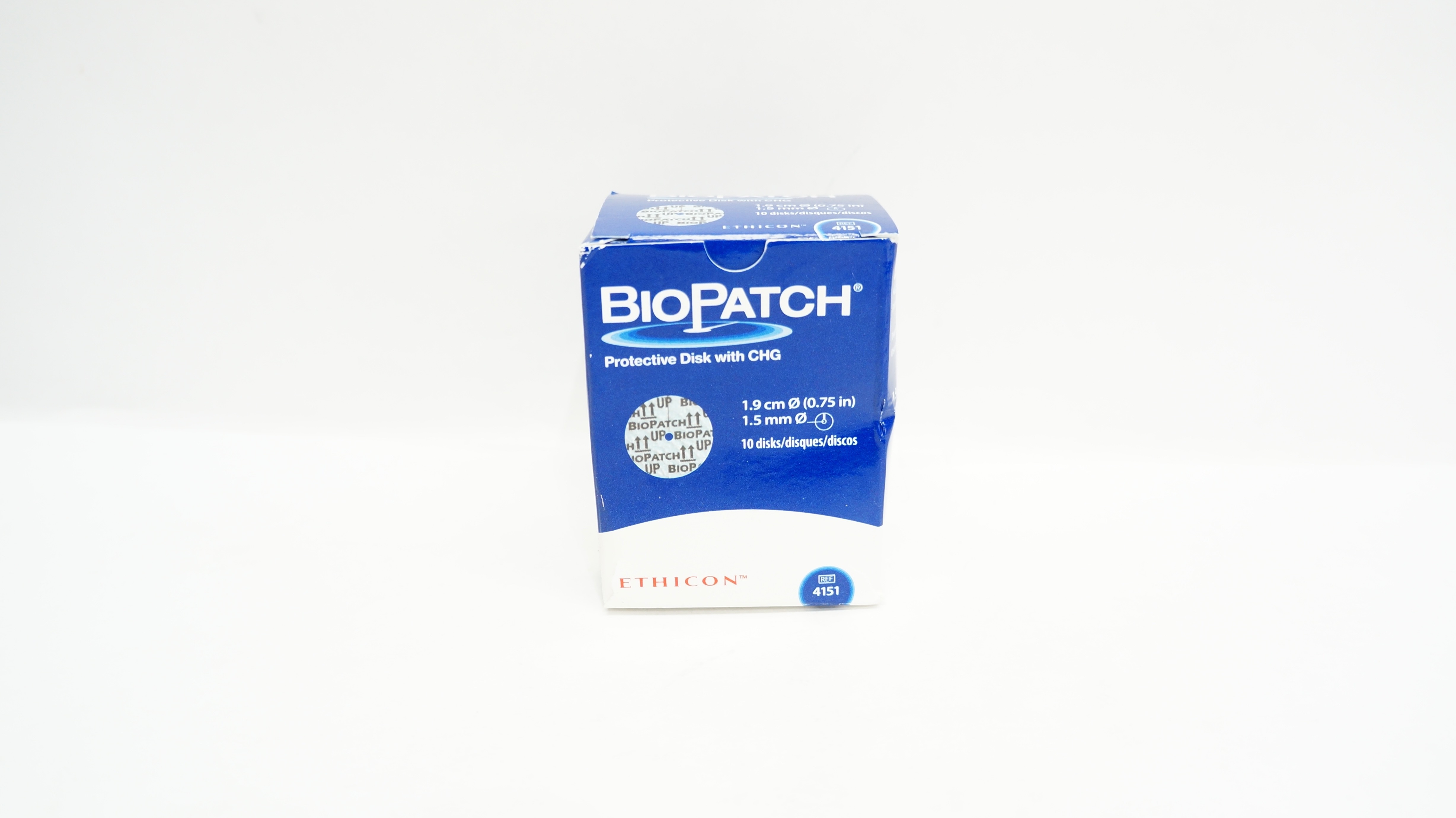 Ethicon 4151 BioPatch Protective Disk with CHG 0.75inch x 1.5mm - Box of 6