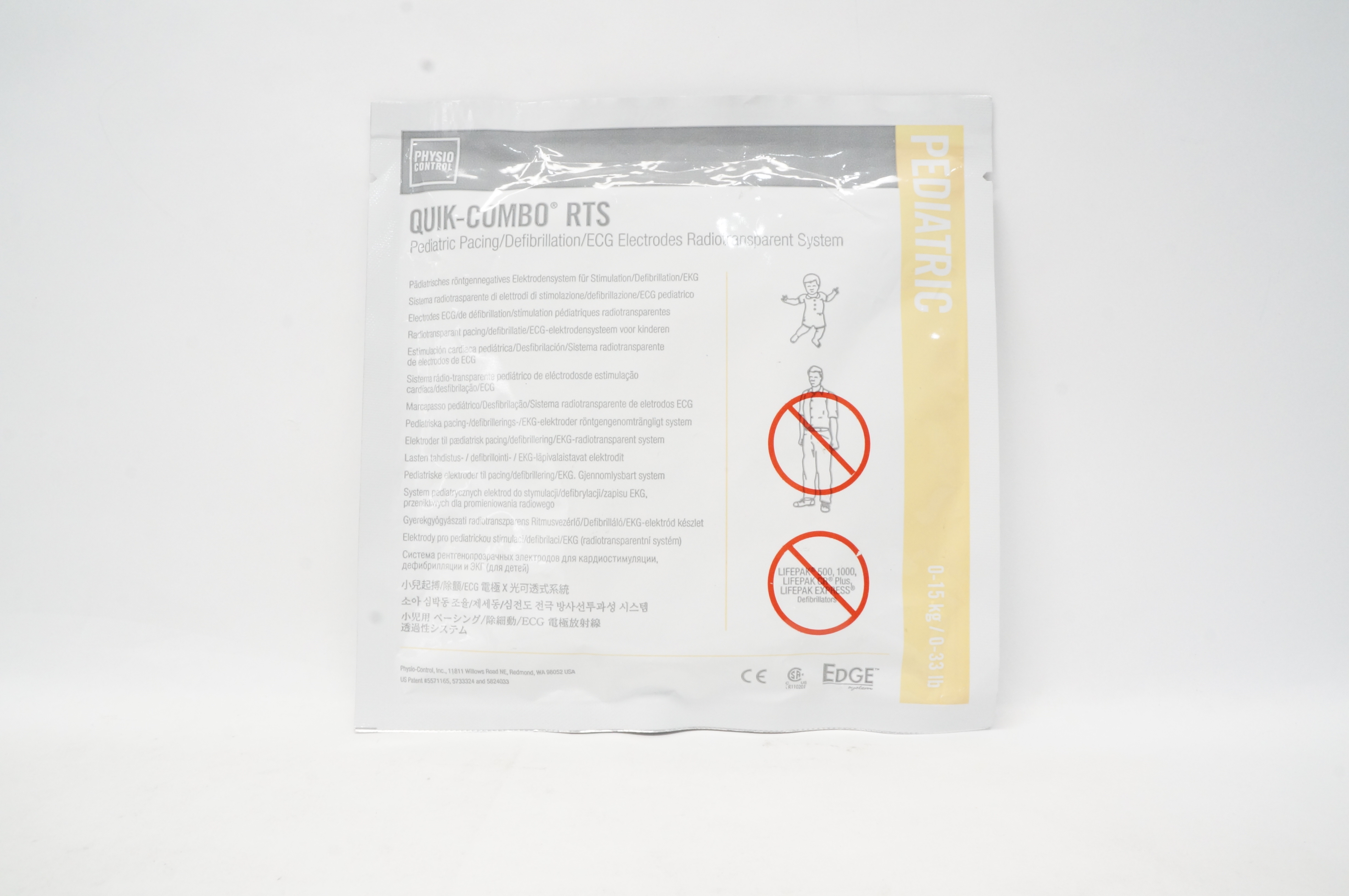 Physio Control 11996-000093 Quik-Combo RTS Pediatric ECG Electrodes 0-33lbs. (x)