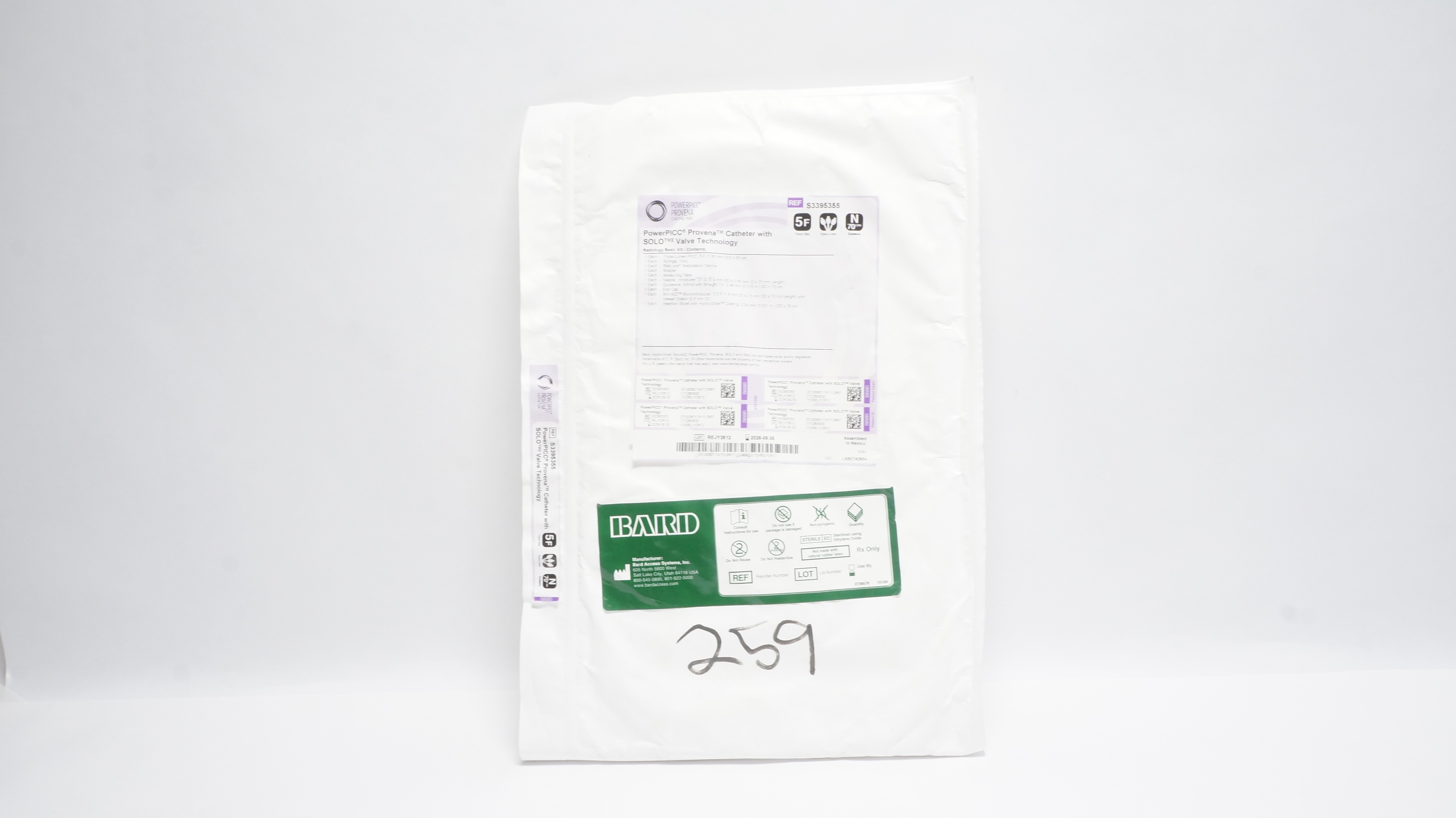 Bard S3395355 PowerPicc Provena Cath. w/SOLO Valve Technology 5F x 70cm