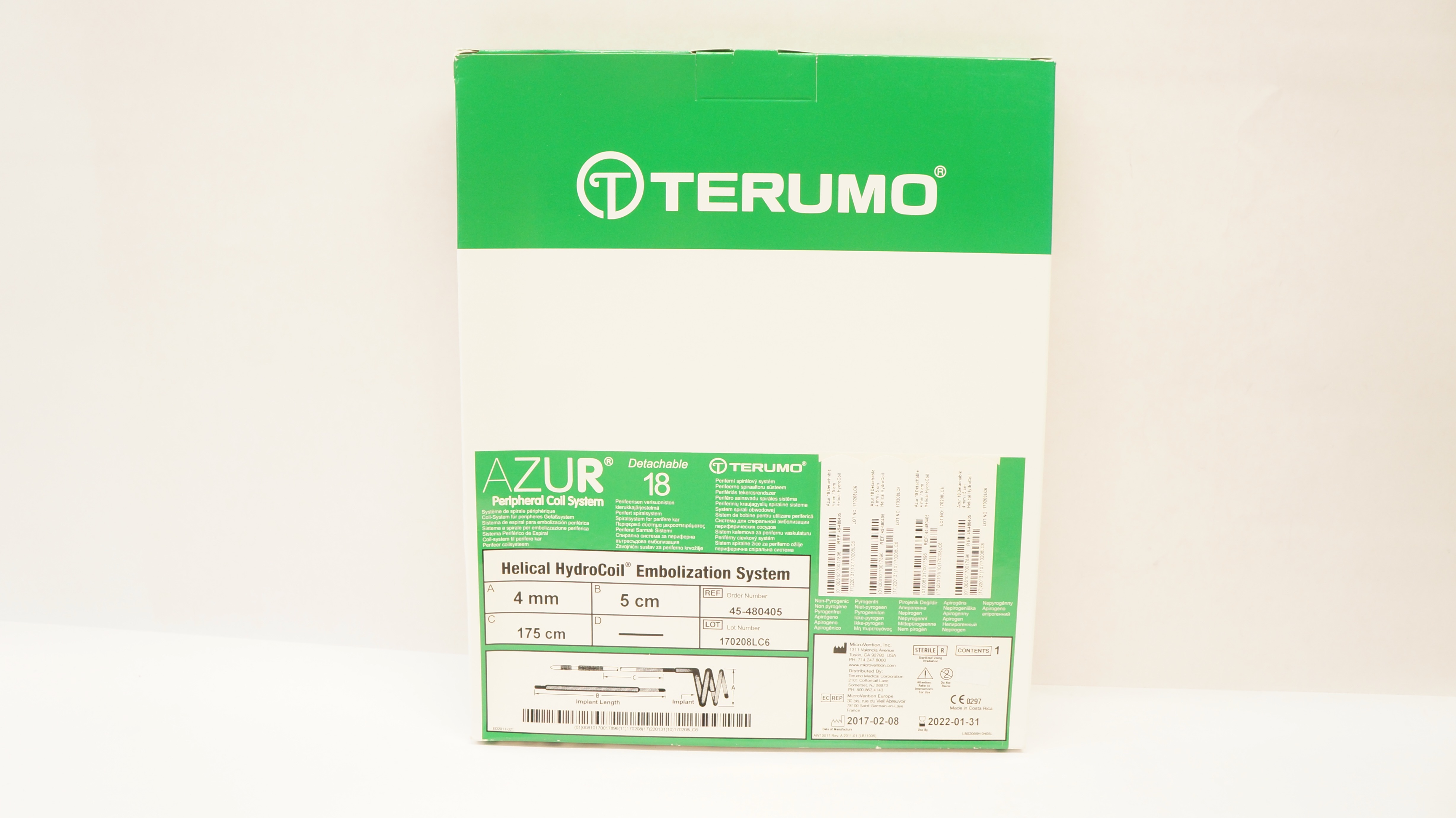 Terumo 45-480405 Helical HydroCoil Embolization System 4mm x 5cm x 175cm (x)