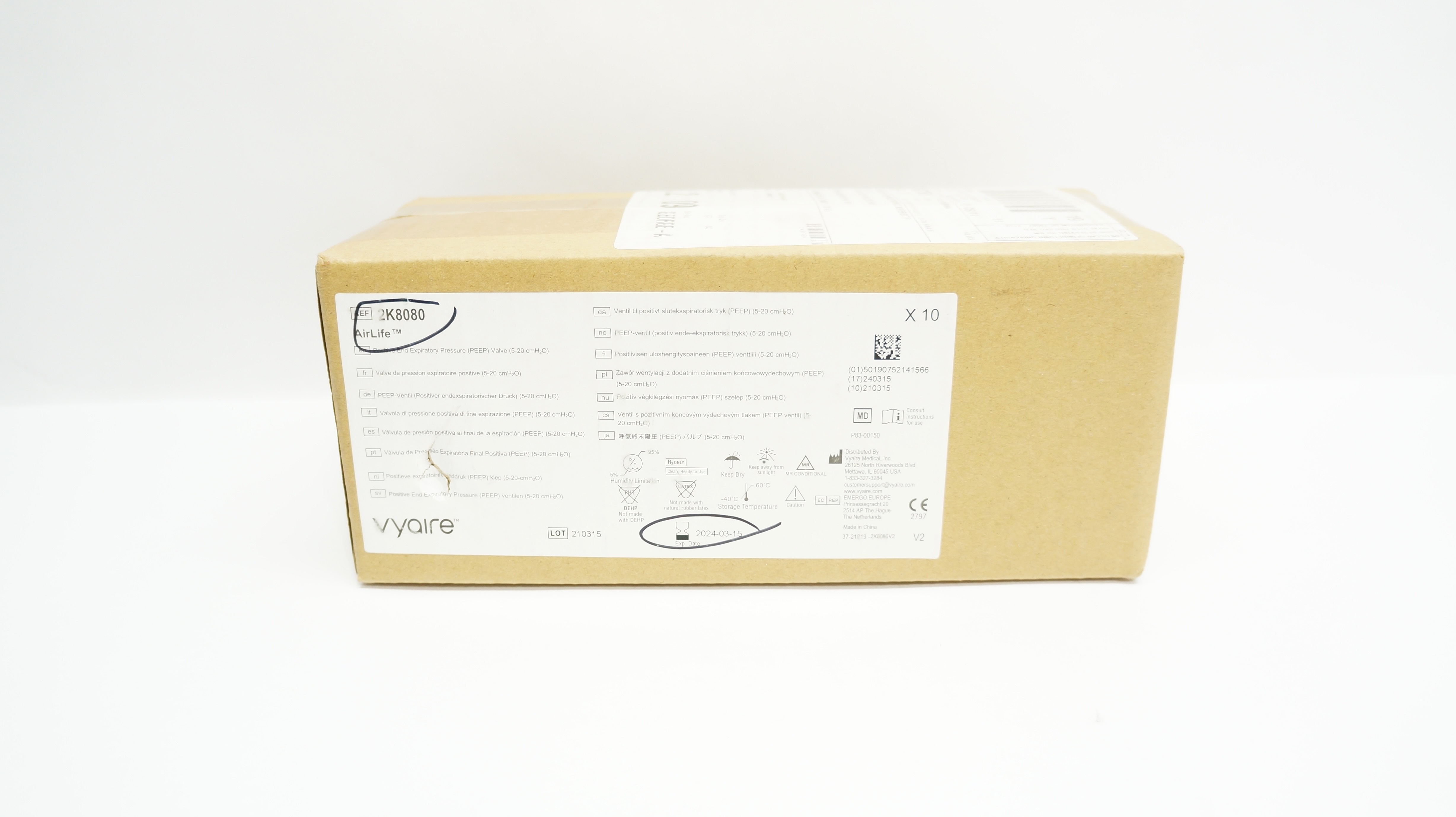 Vyaire 2K8080 AirLife Positive End Expiratory Pressure Valve 5-20cm H2O