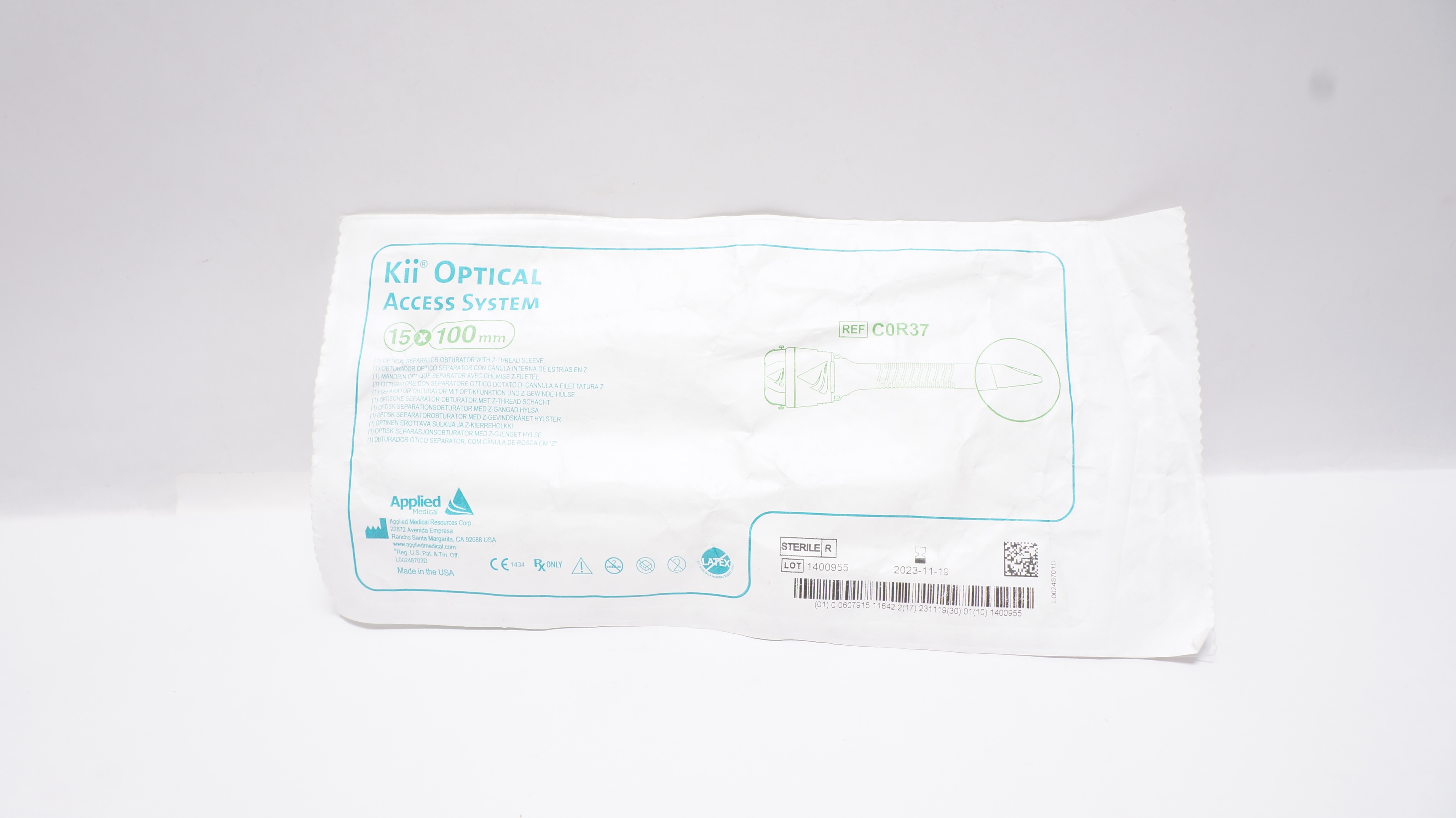 Applied Medical C0R37 Kii Optical Optical Separator Obturator 15 x 100 mm