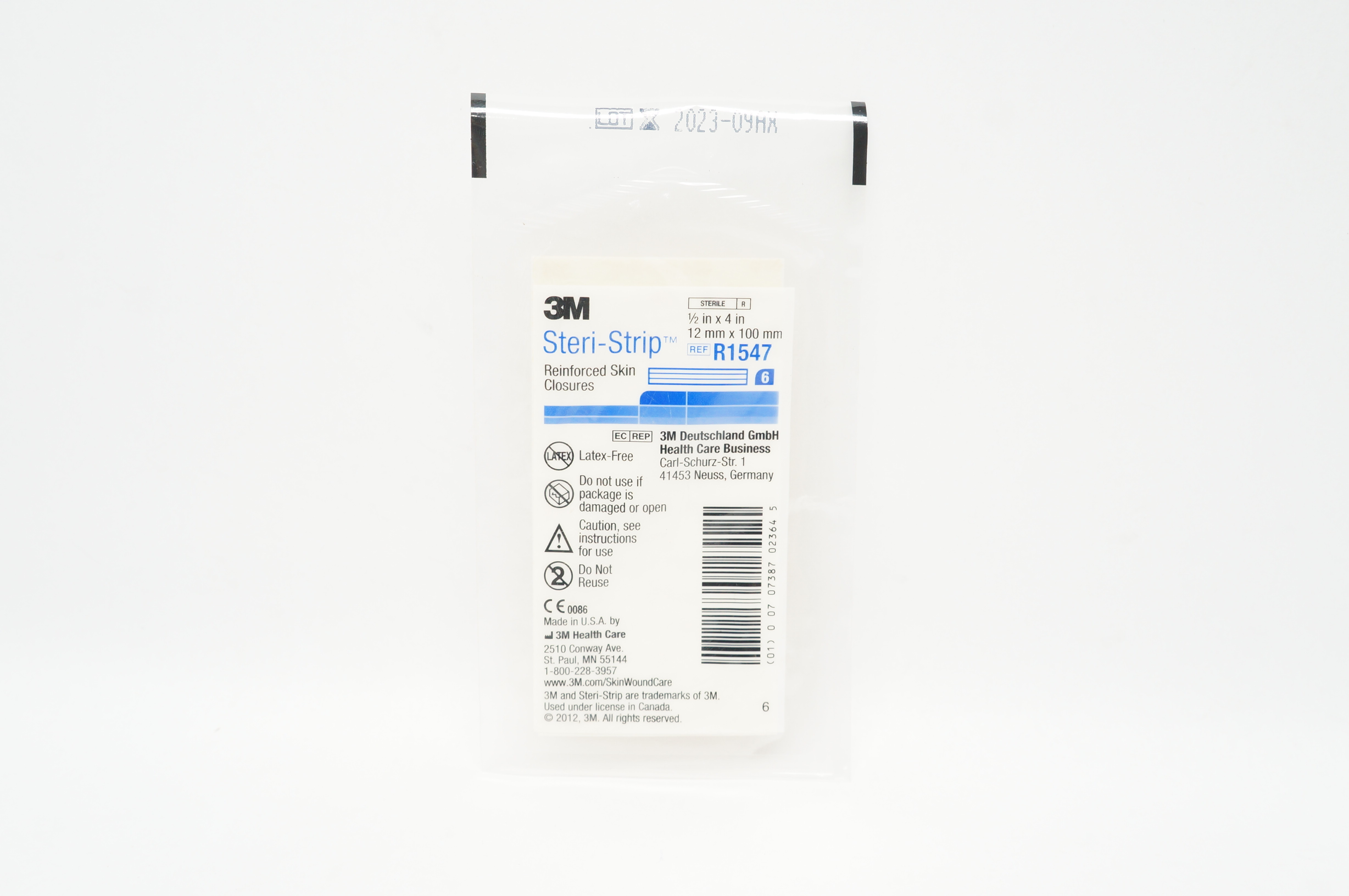 3M R1547 Steri-Strip Reinforced Skin Closures 1/2 inch x 4 inch - Pack of 6