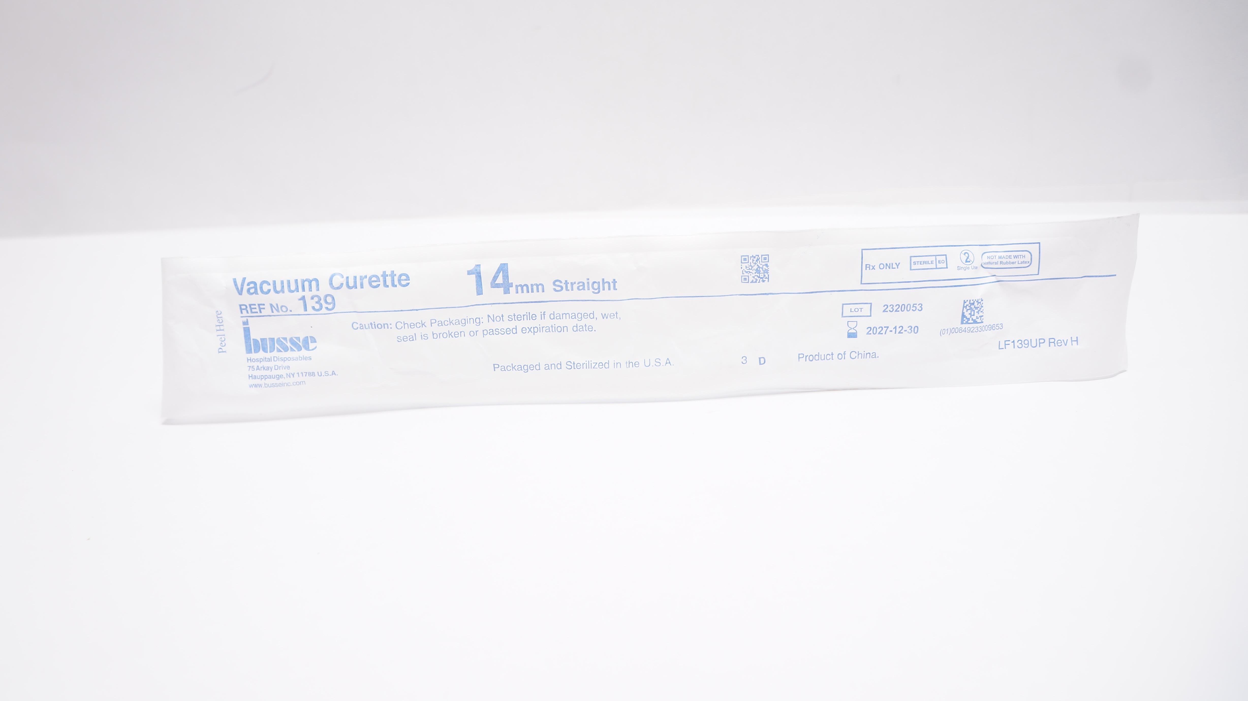 Busse 139 Sterile 14mm Straight Vacuum Curette