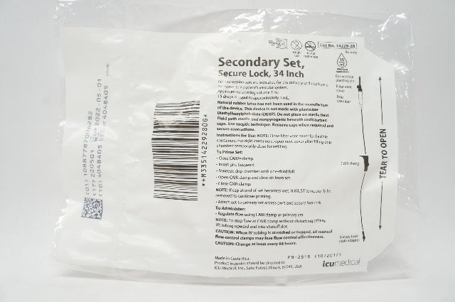 ICU Medical 14229-28 Secondary Set, Secure Lock 34inch x 15 Drops/mL (x)