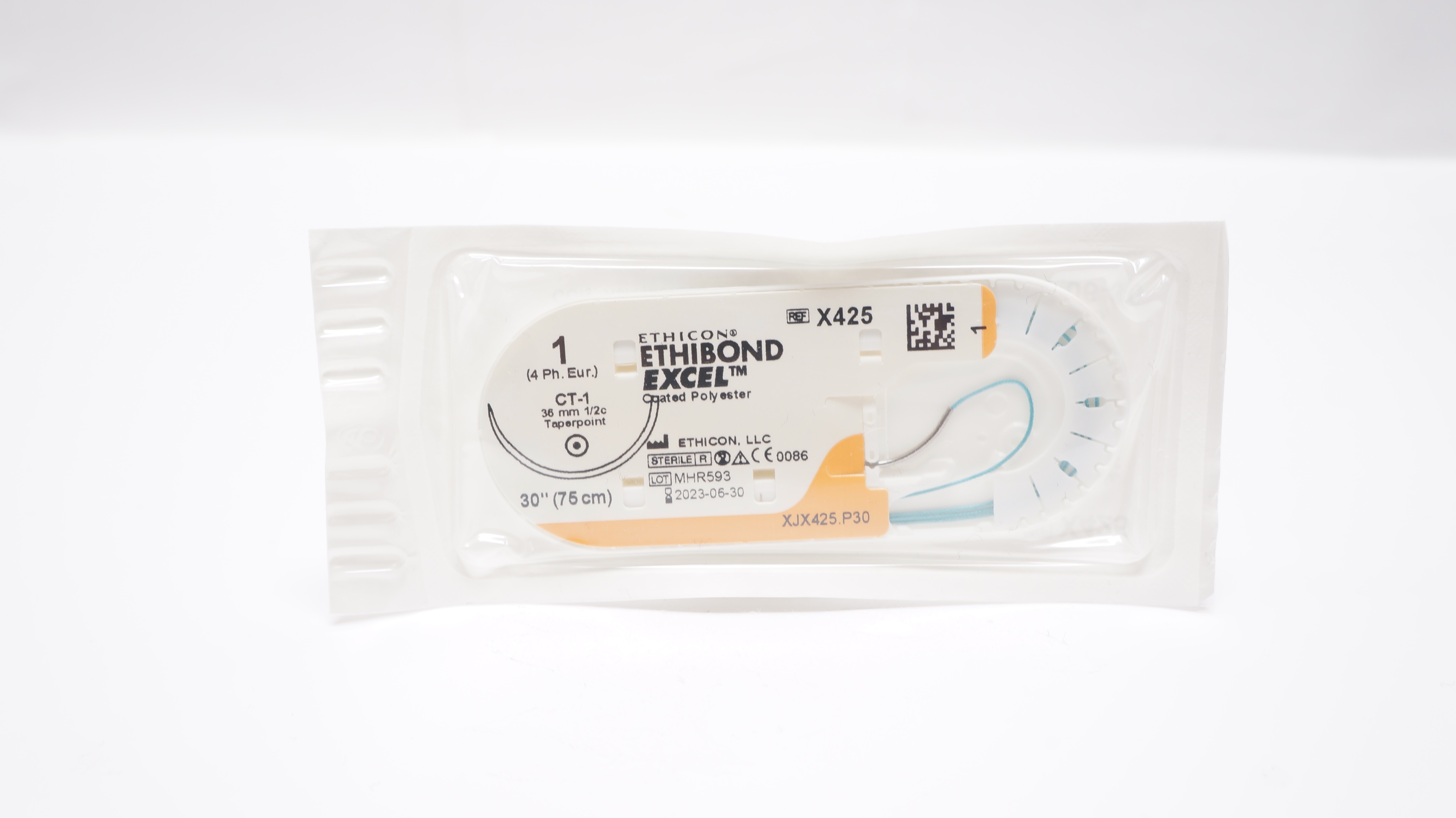 Ethicon X425 1 ETHIBOND EXCEL, CT-1, 36mm 1/2c Taperpoint, 30inch (x)