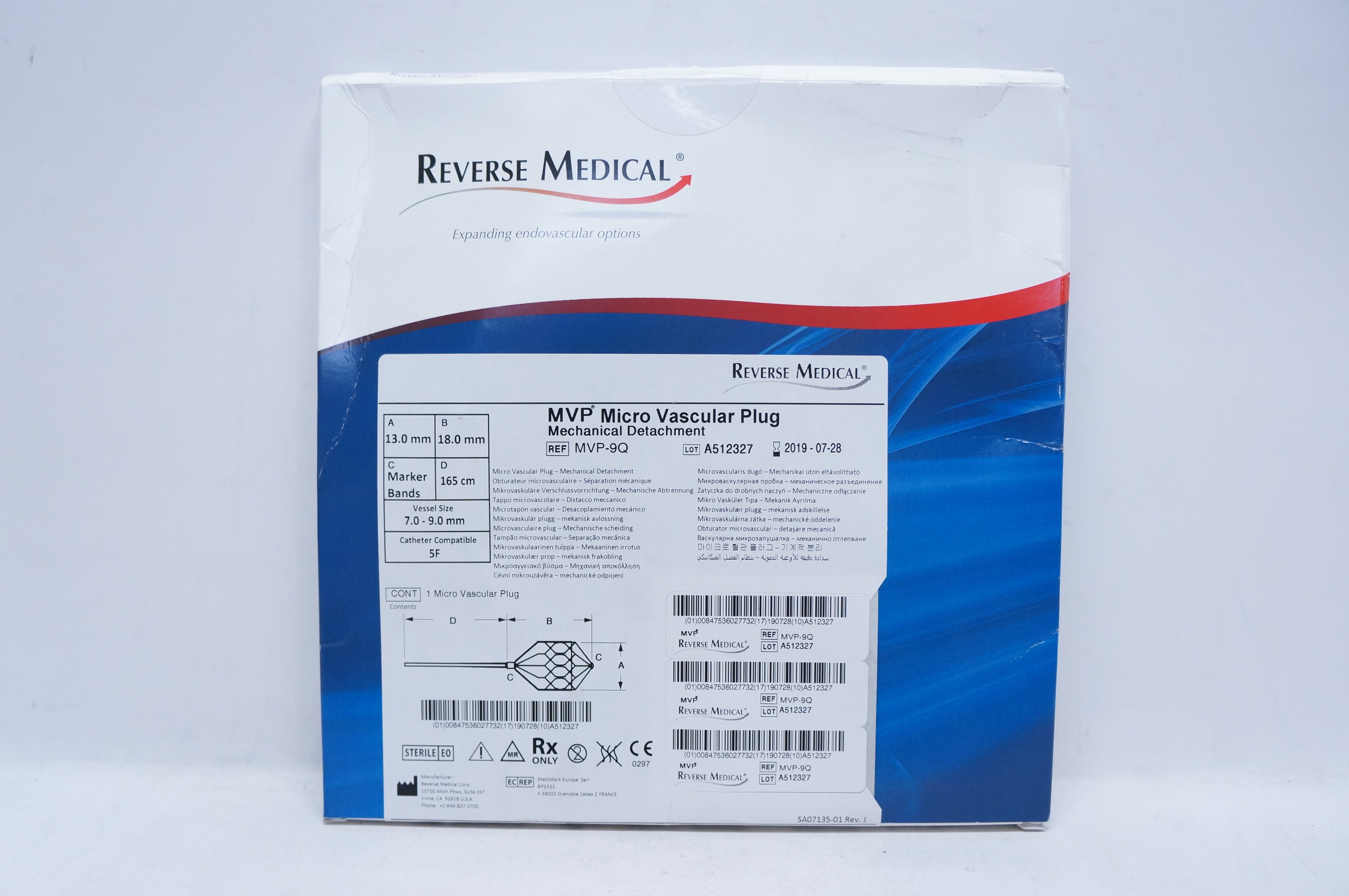 Reverse Medical MVP-9Q MVP Micro Vascular Plus 13mm x 18mm x 165cm (x)